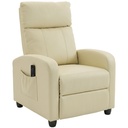 Manual Faux Leather Recliner Armchair 68 x 88 x 98cm - Cream White - 1
