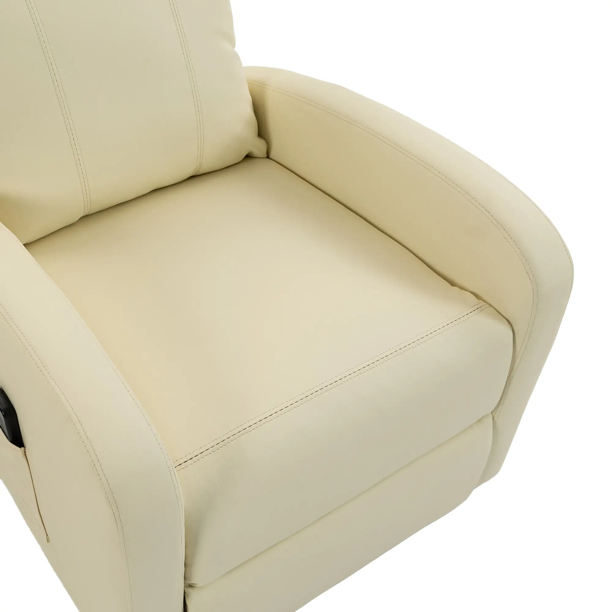 Manual Faux Leather Recliner Armchair 68 x 88 x 98cm - Cream White - 11