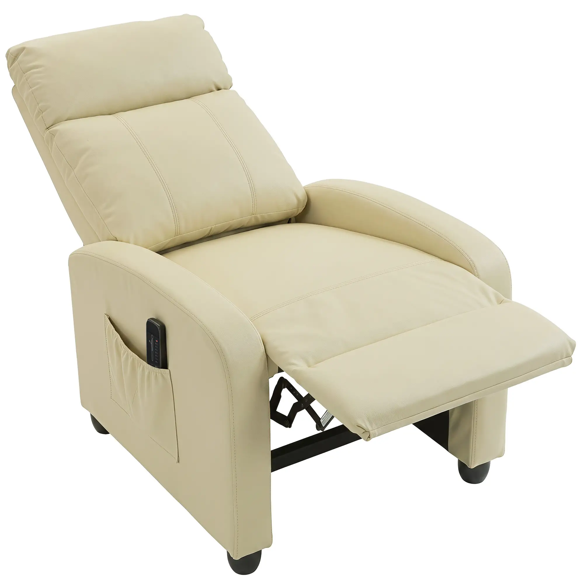 Manual Faux Leather Recliner Armchair 68 x 88 x 98cm - Cream White - 15