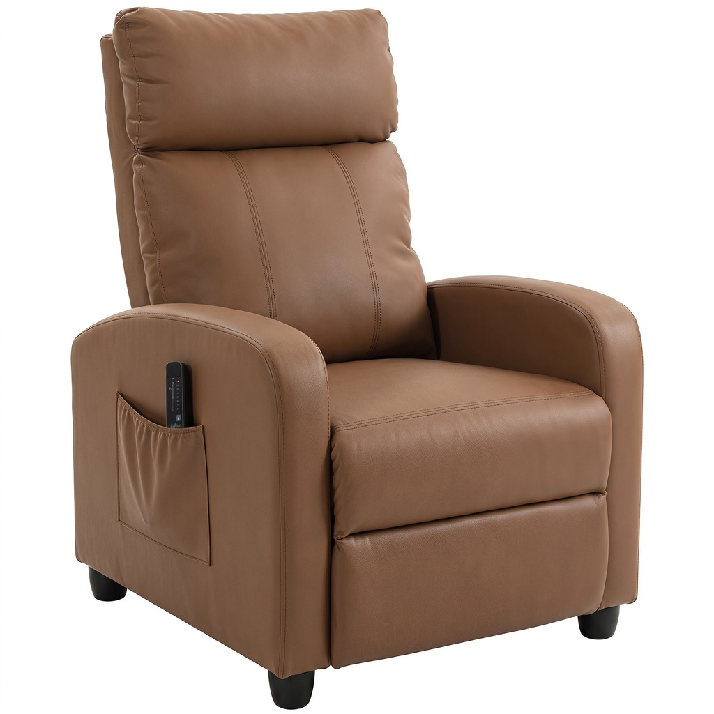 Manual Faux Leather Recliner Armchair 68 x 88 x 98cm - Dark Brown - 1