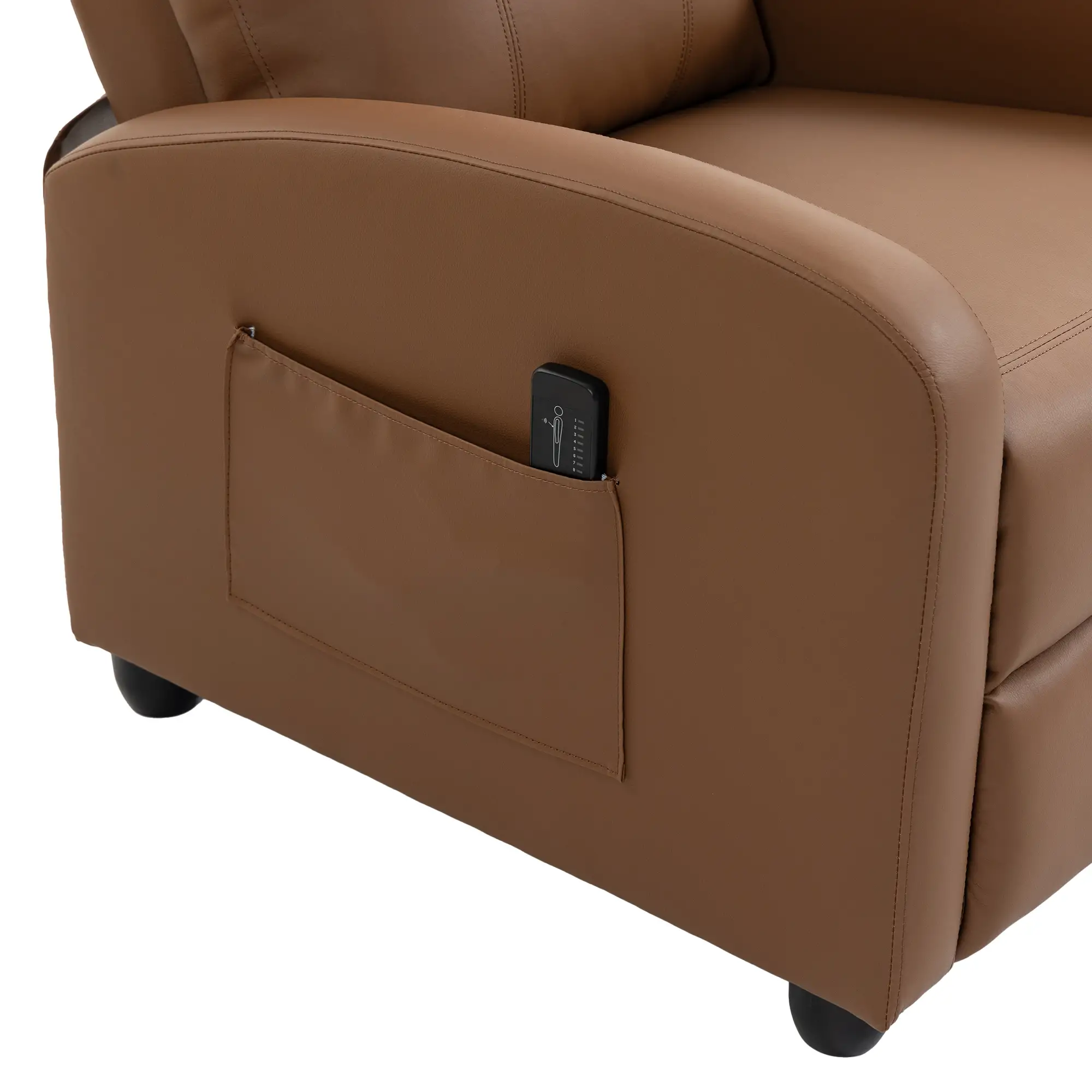 Manual Faux Leather Recliner Armchair 68 x 88 x 98cm - Dark Brown - 12