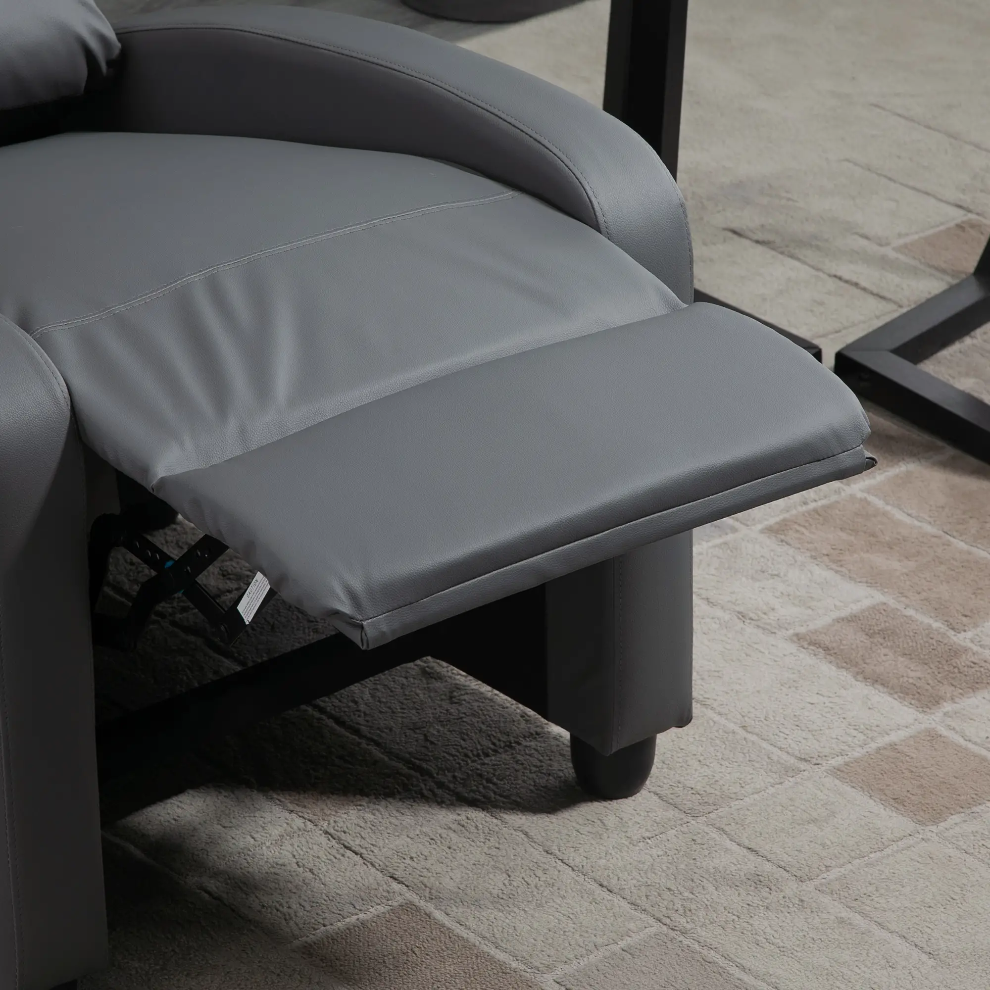 Manual Faux Leather Recliner Armchair 68 x 88 x 98cm - Grey - 8