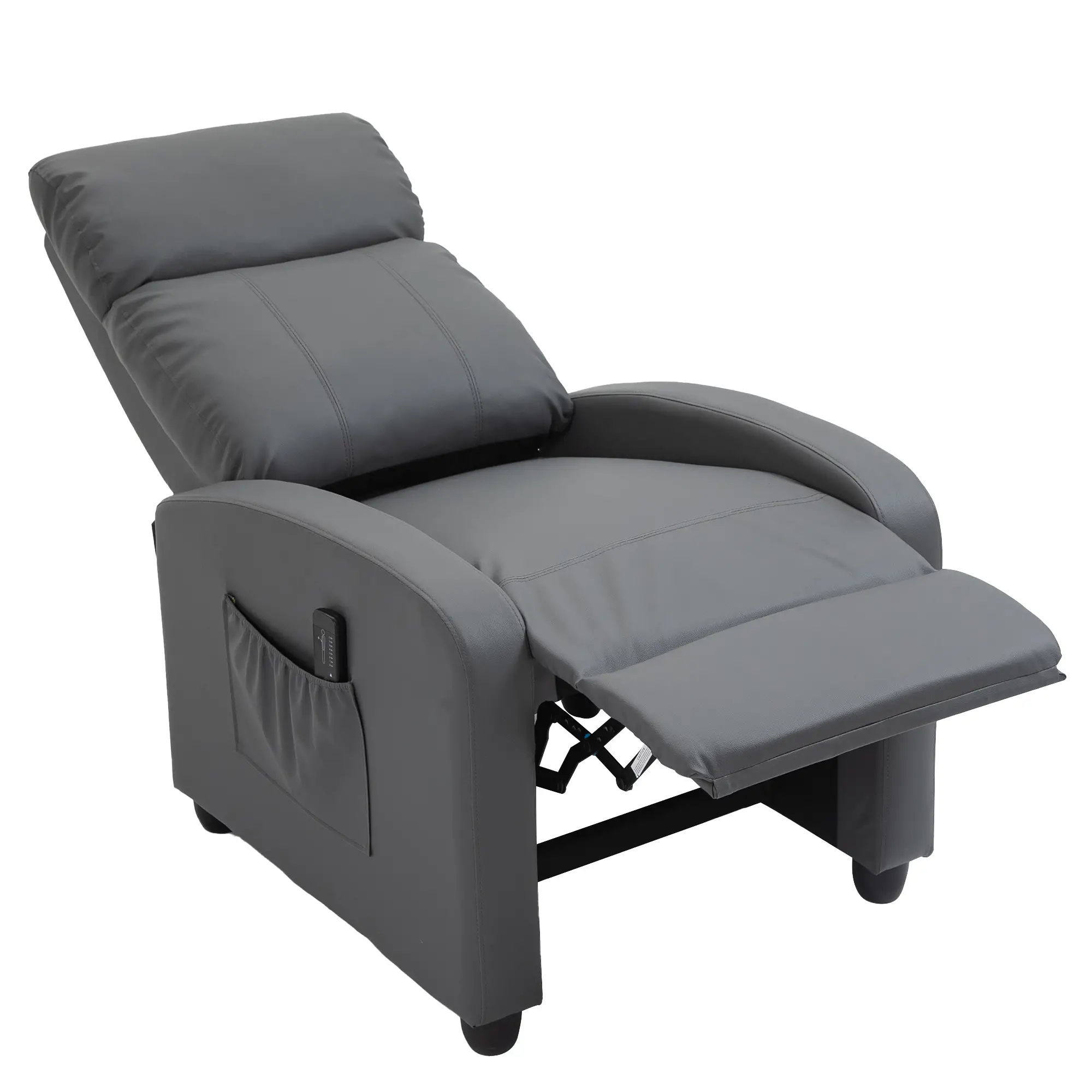Manual Faux Leather Recliner Armchair 68 x 88 x 98cm - Grey - 10