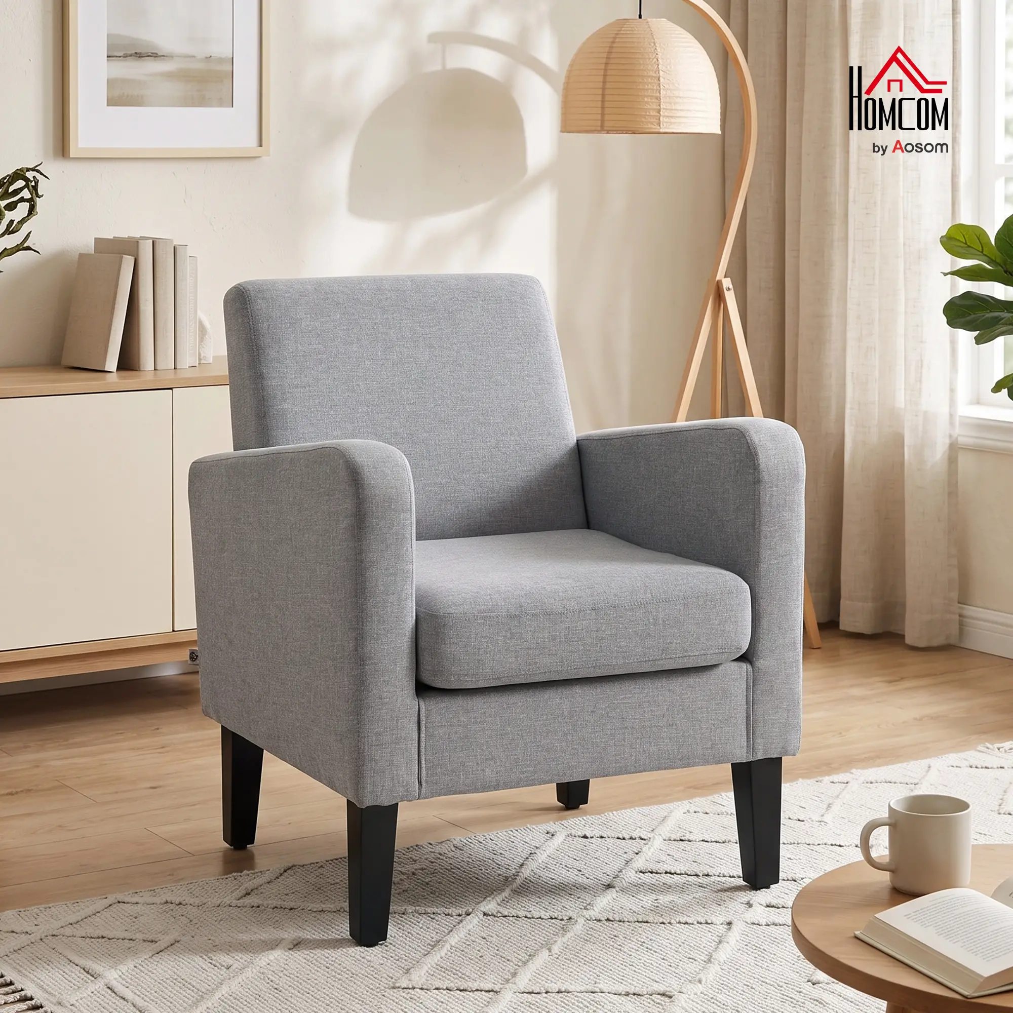 Linen Armchair 66 x 72 x 74cm - Light Grey - 2
