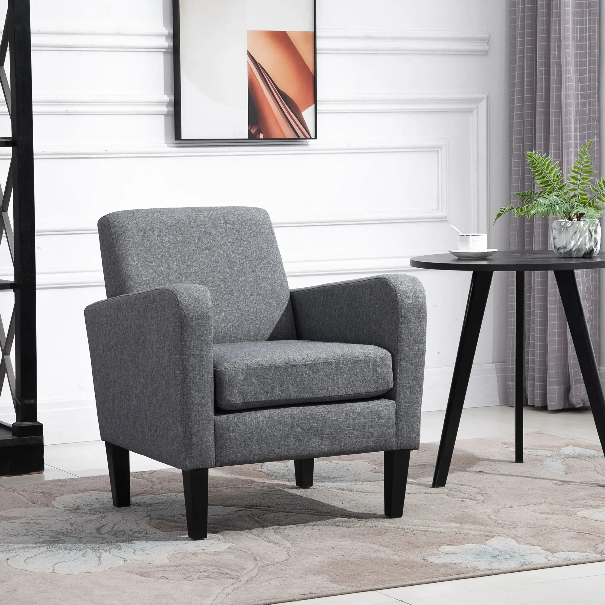 Linen Armchair 66 x 72 x 74cm - Grey - 2