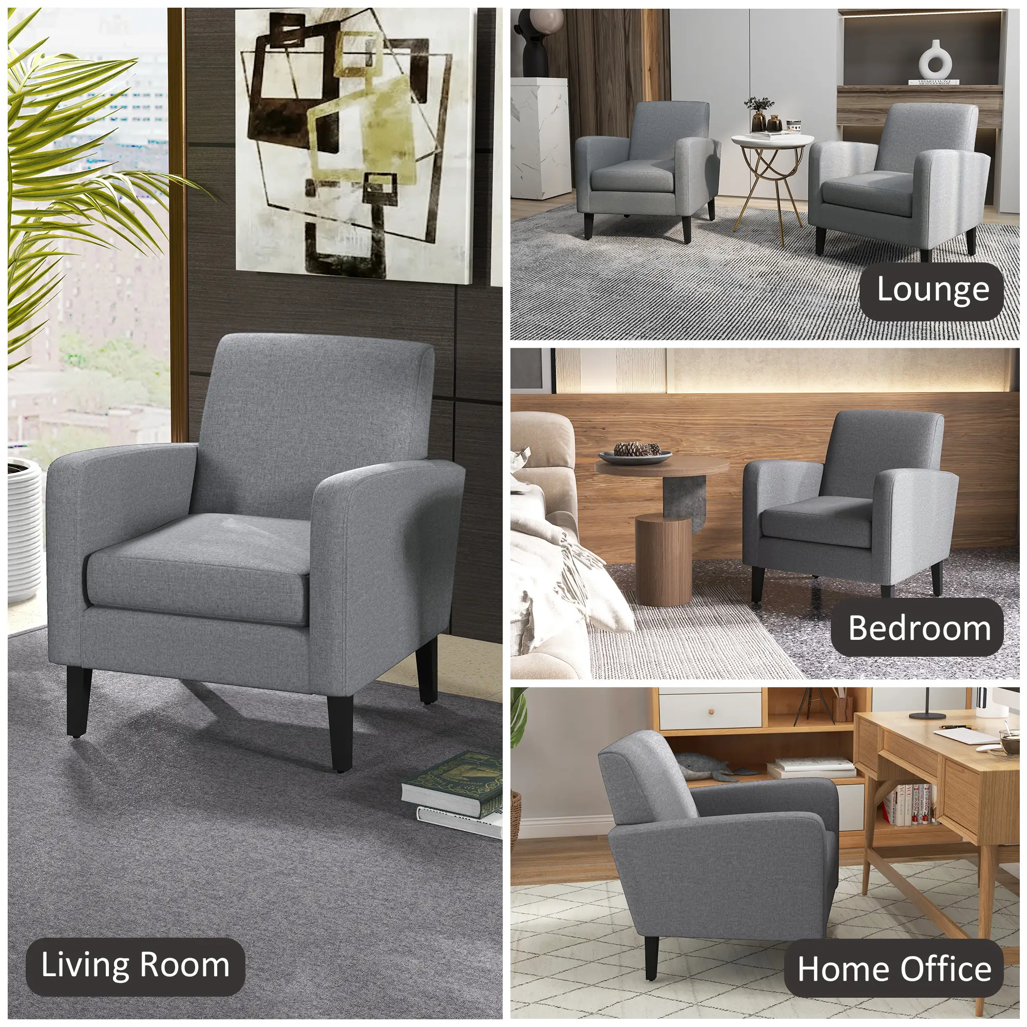 Linen Armchair 66 x 72 x 74cm - Grey - 7