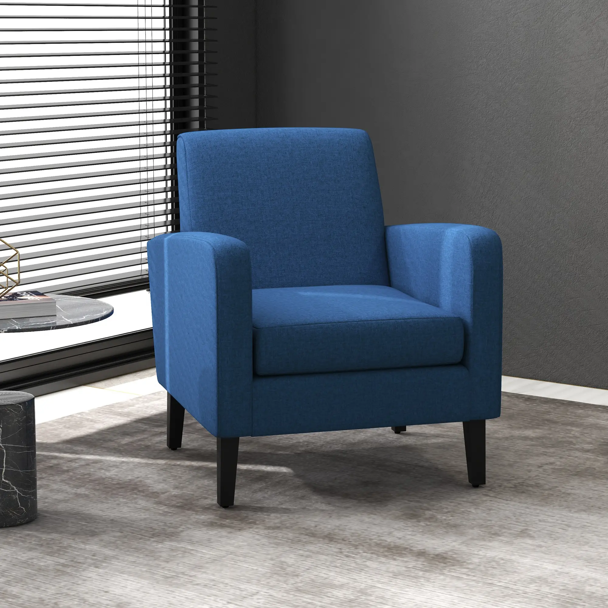 Linen Armchair 66 x 72 x 74cm - Blue - 2