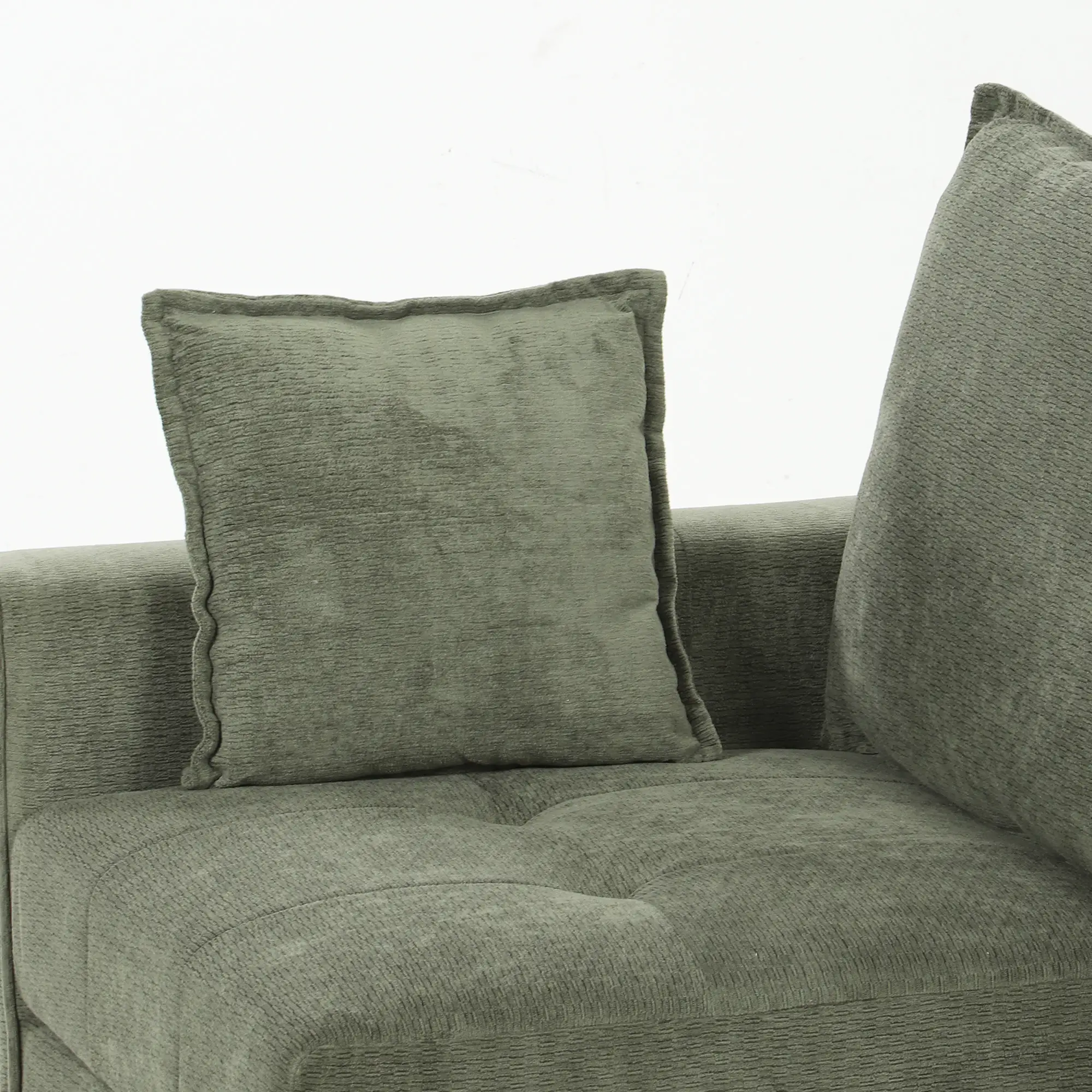Corner 3 Seater Velvet Sofa 228 x 164 x 88cm - Dark Green, Black - 12