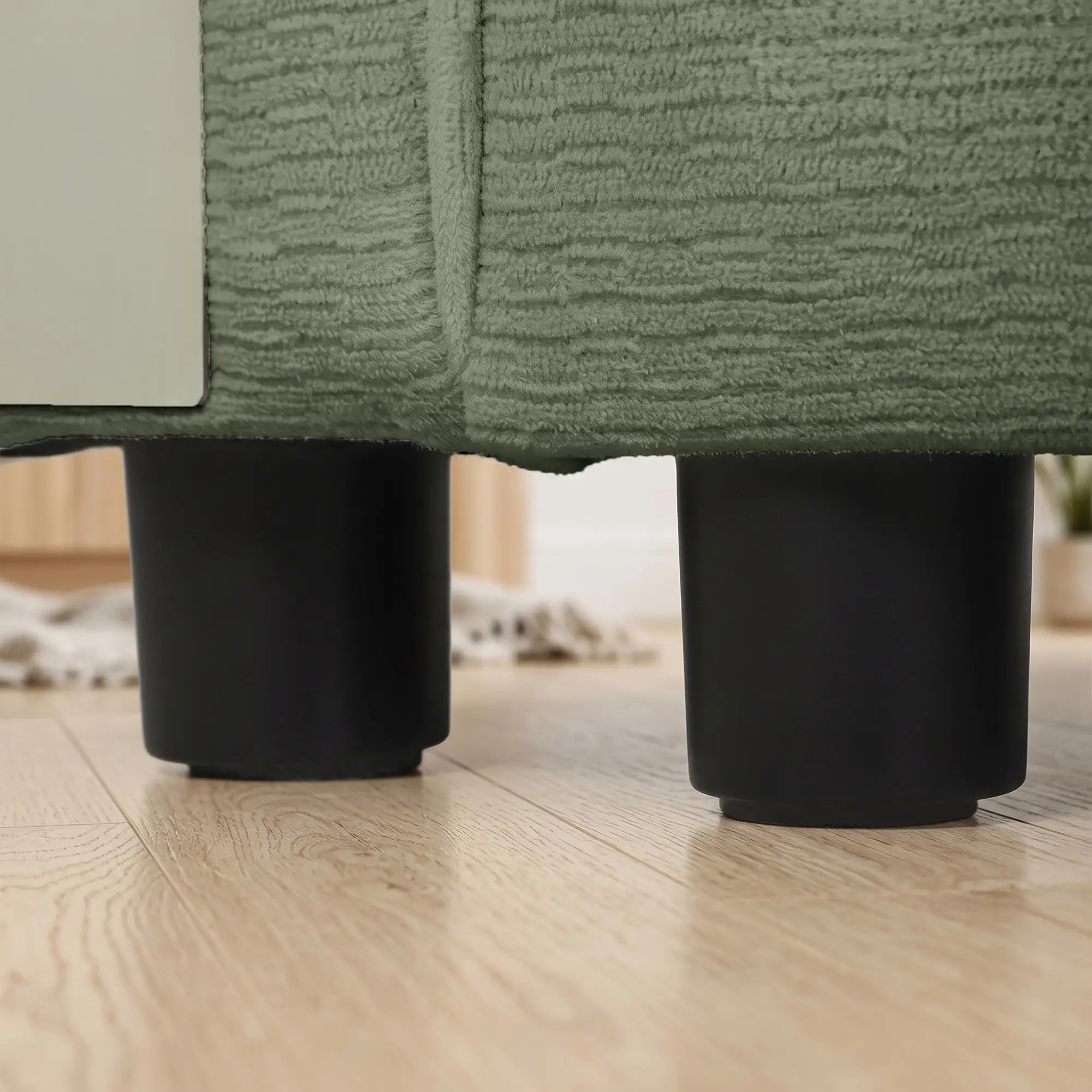 Corner 3 Seater Velvet Sofa 228 x 164 x 88cm - Dark Green, Black - 13