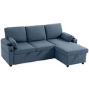 Corner Linen Sofa Bed 205 x 136.5 x 85cm - Blue - 1