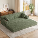 Corduroy Sofa Bed 208 x 80 x 81cm - Green - 1