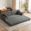 Corduroy Sofa Bed 208 x 80 x 81cm - Dark Grey - 1