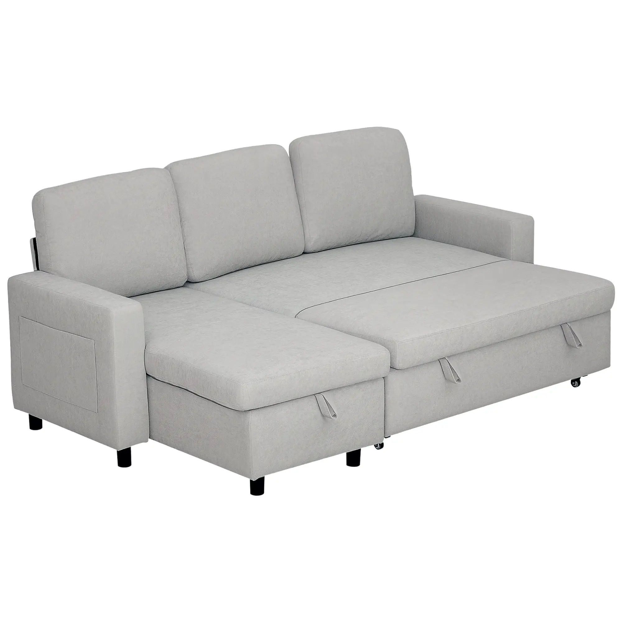 Linen Sofa Bed 200 x 126.5 x 85cm - Light Grey - 11