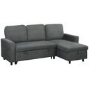 Linen Sofa Bed 200 x 126.5 x 85cm - Charcoal Grey - 1