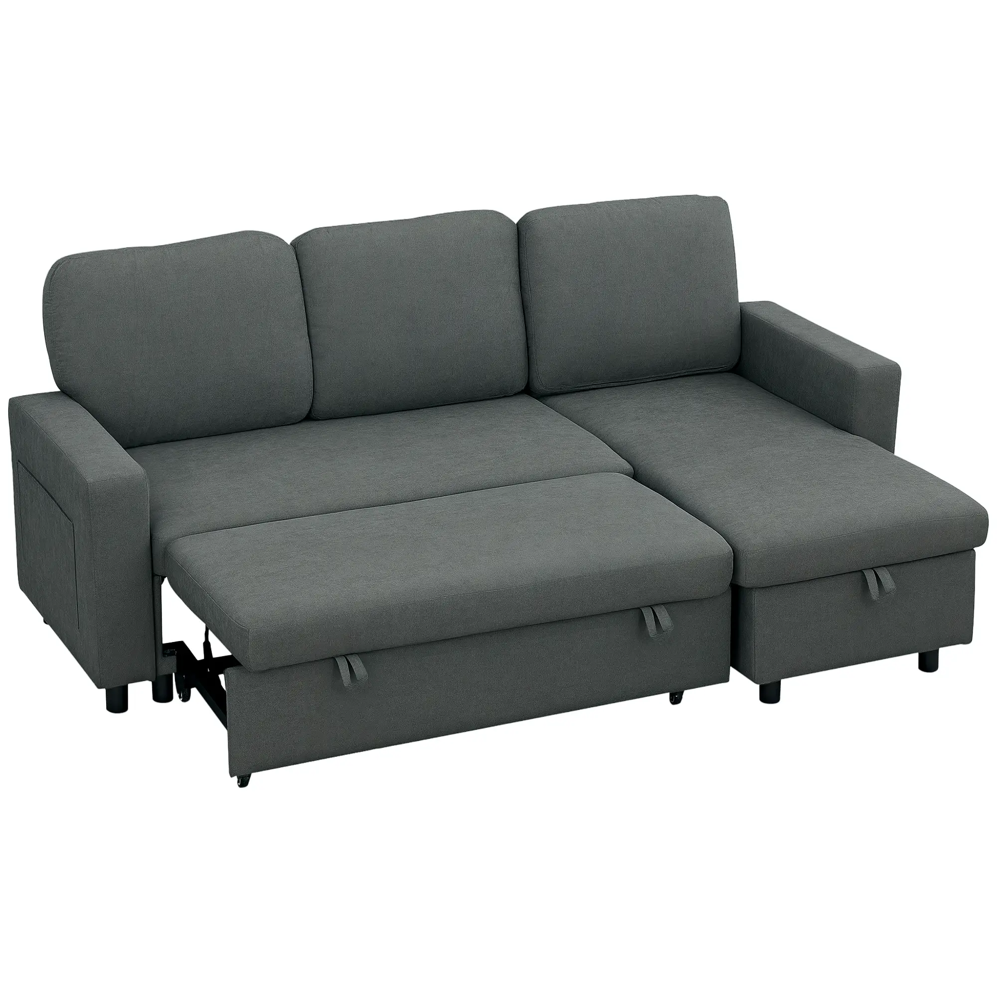 Linen Sofa Bed 200 x 126.5 x 85cm - Charcoal Grey - 13