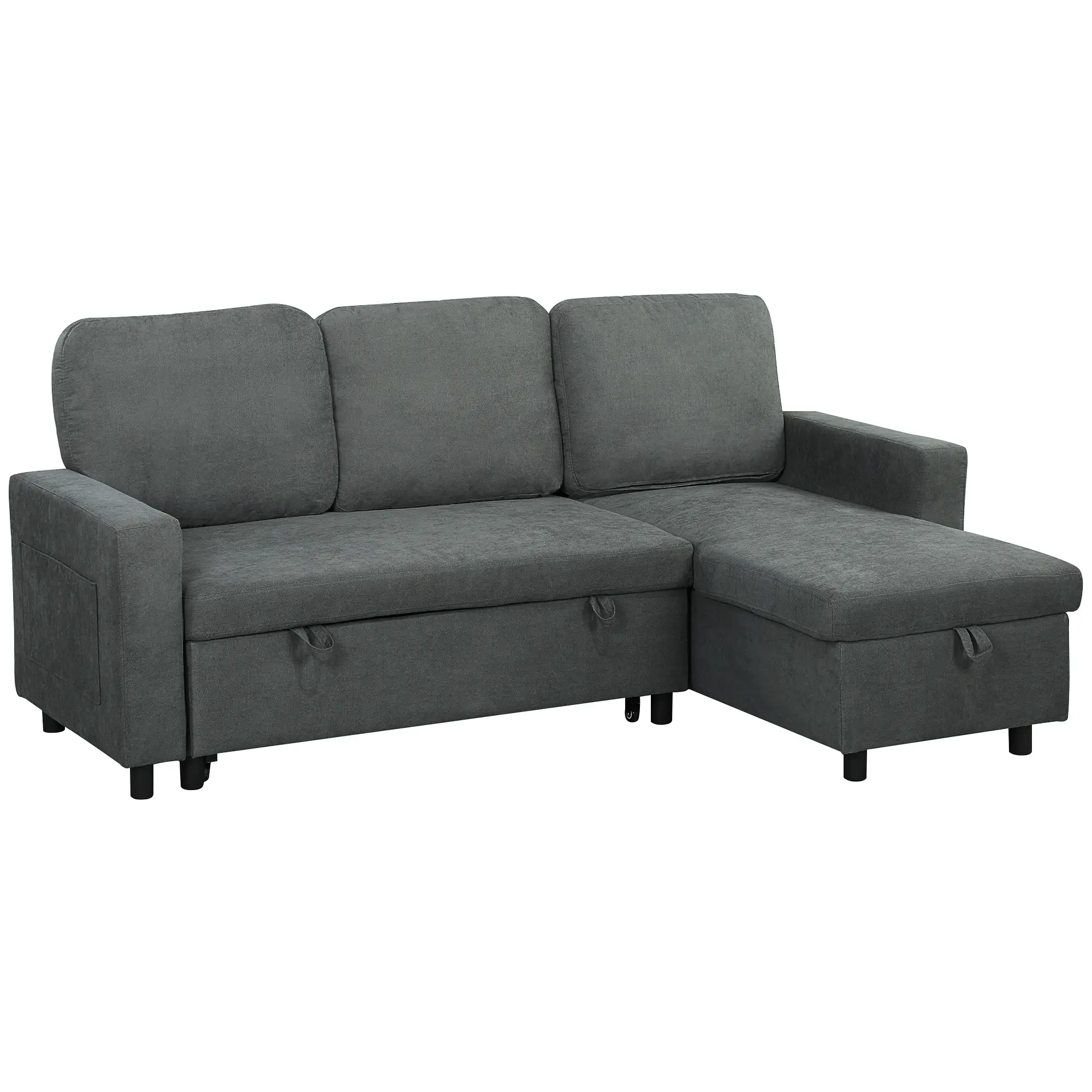 Linen Sofa Bed 200 x 126.5 x 85cm - Charcoal Grey - 14