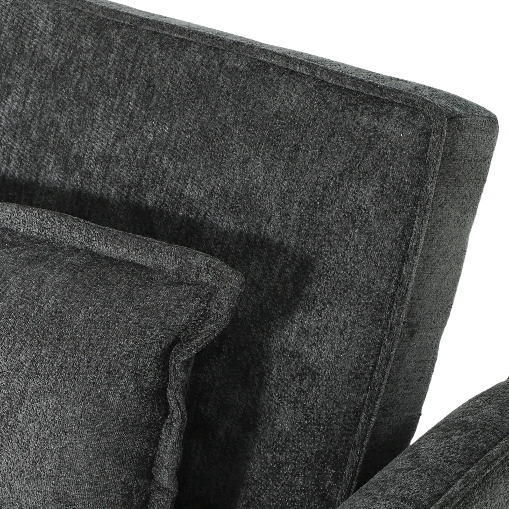 Corner 2 Seater Chenille Sofa Bed 167 x 89 x 85cm - Black - 12