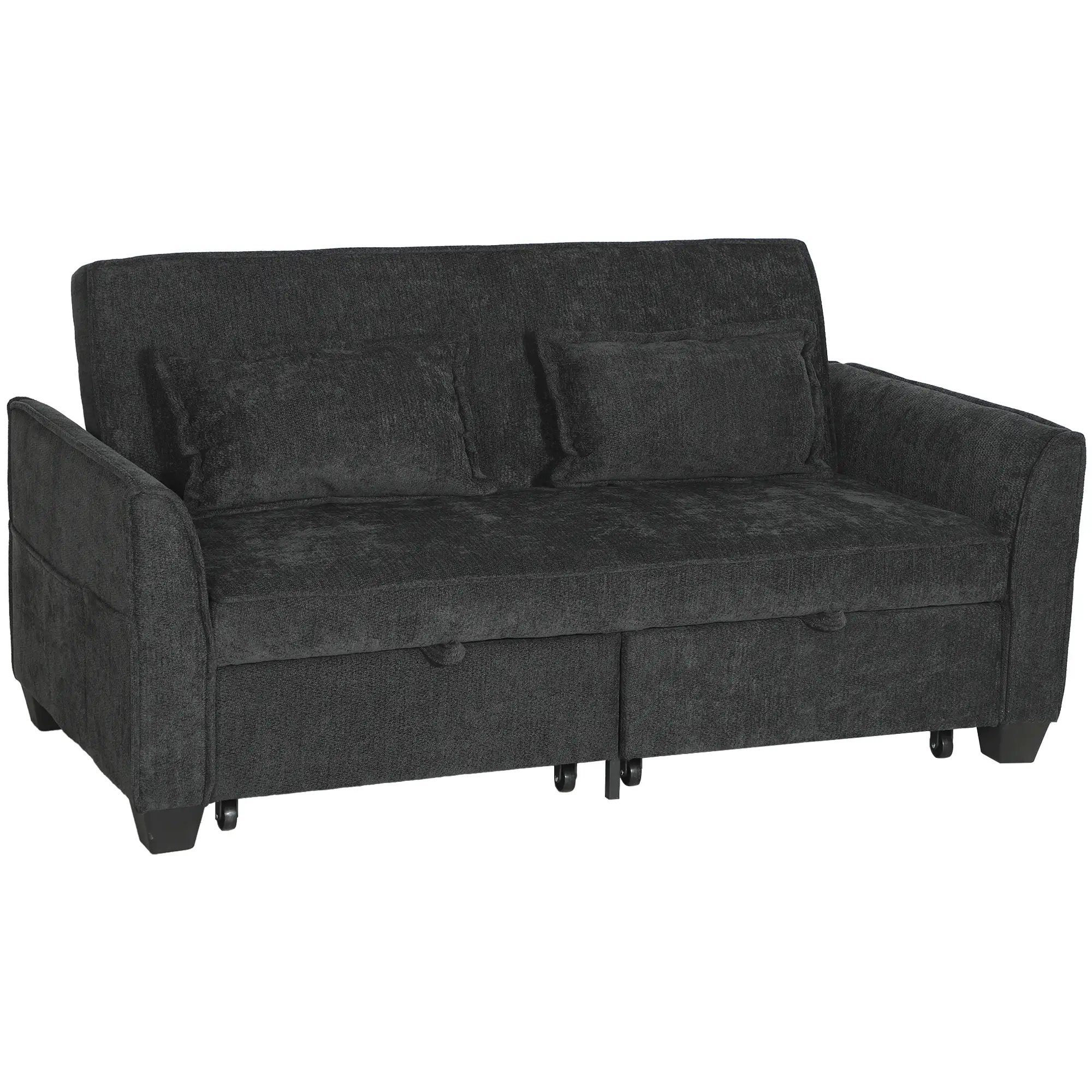 Corner 2 Seater Chenille Sofa Bed 167 x 89 x 85cm - Black - 15