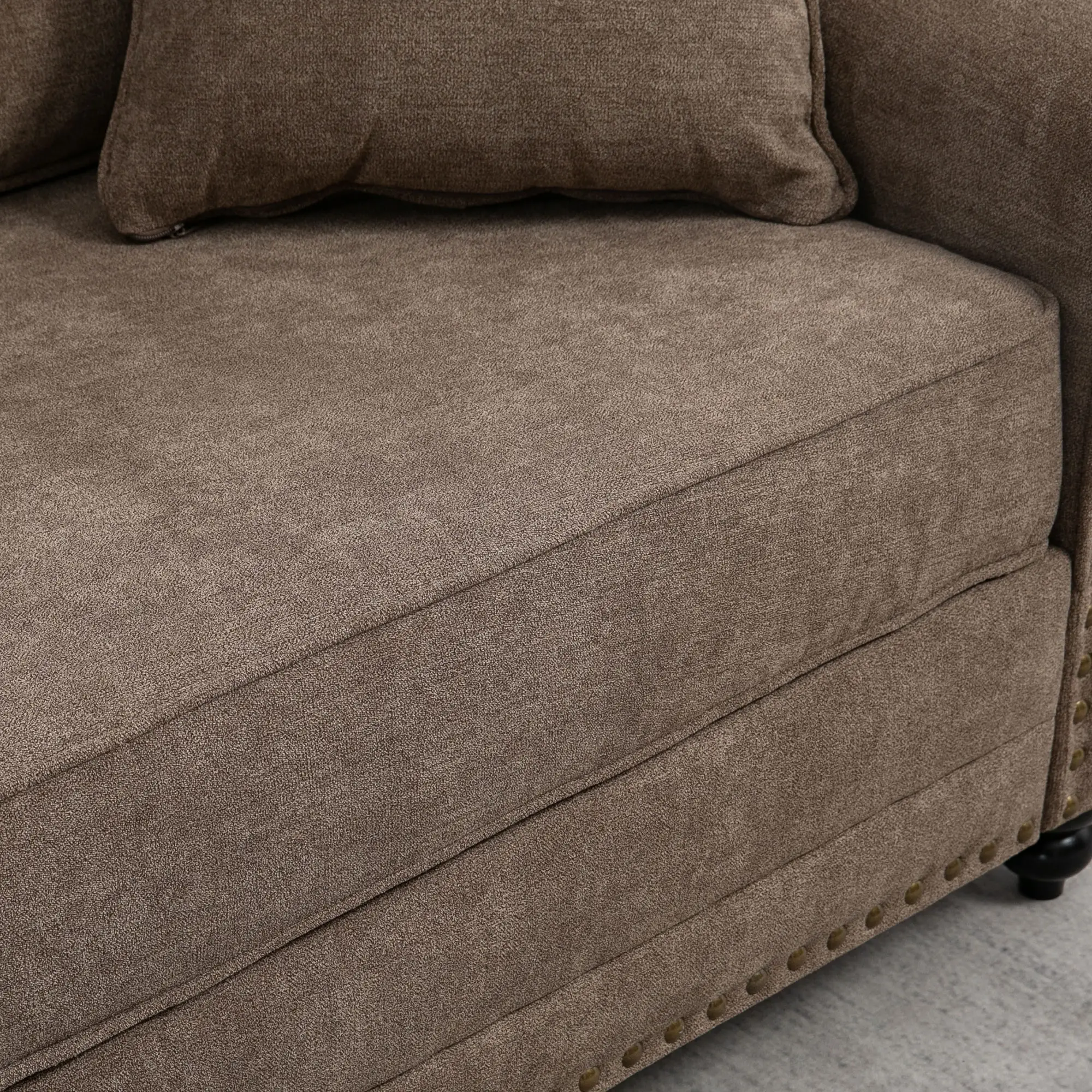 3 Seater Sofa 196 x 80.5 x 89cm - Brown - 7