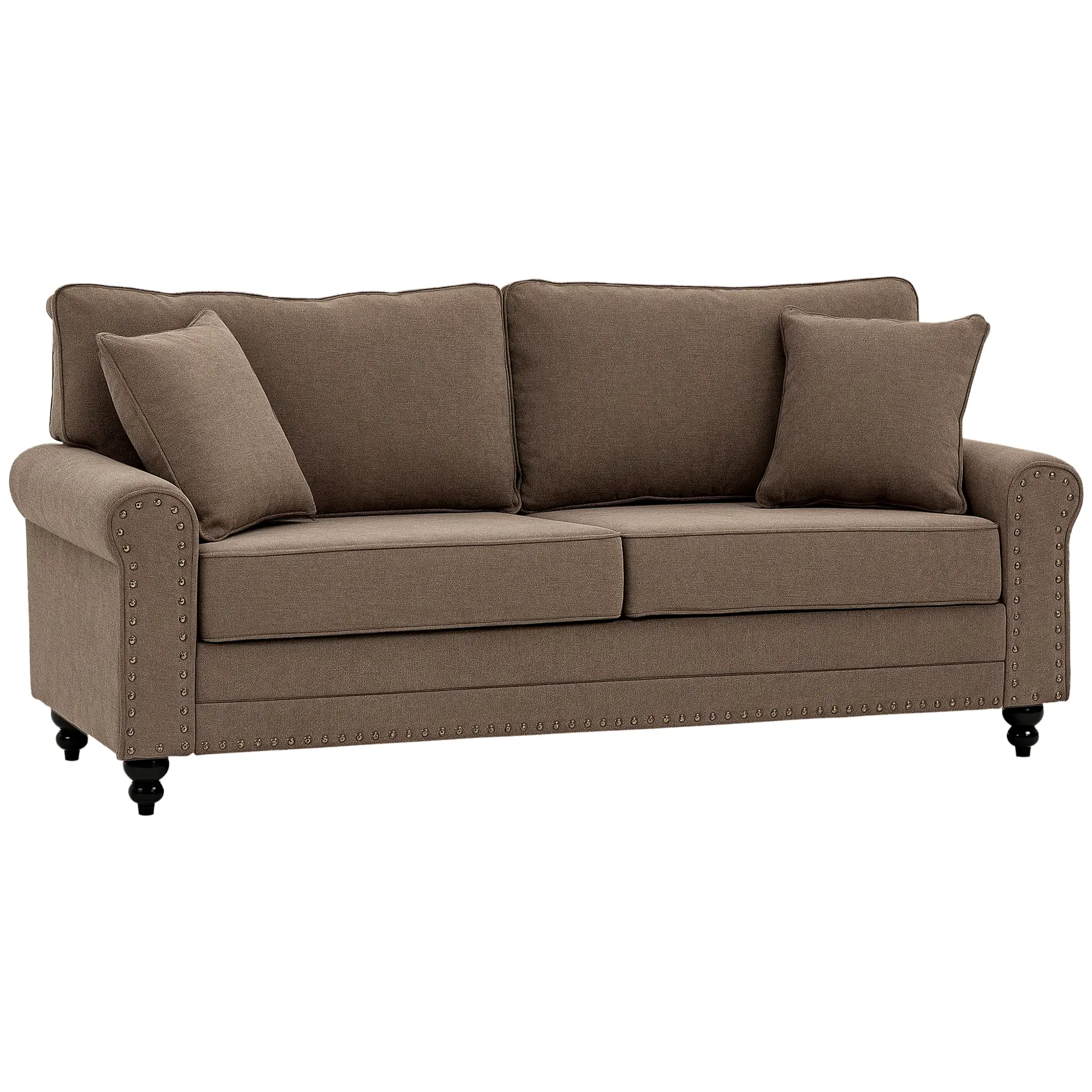 3 Seater Sofa 196 x 80.5 x 89cm - Brown - 10