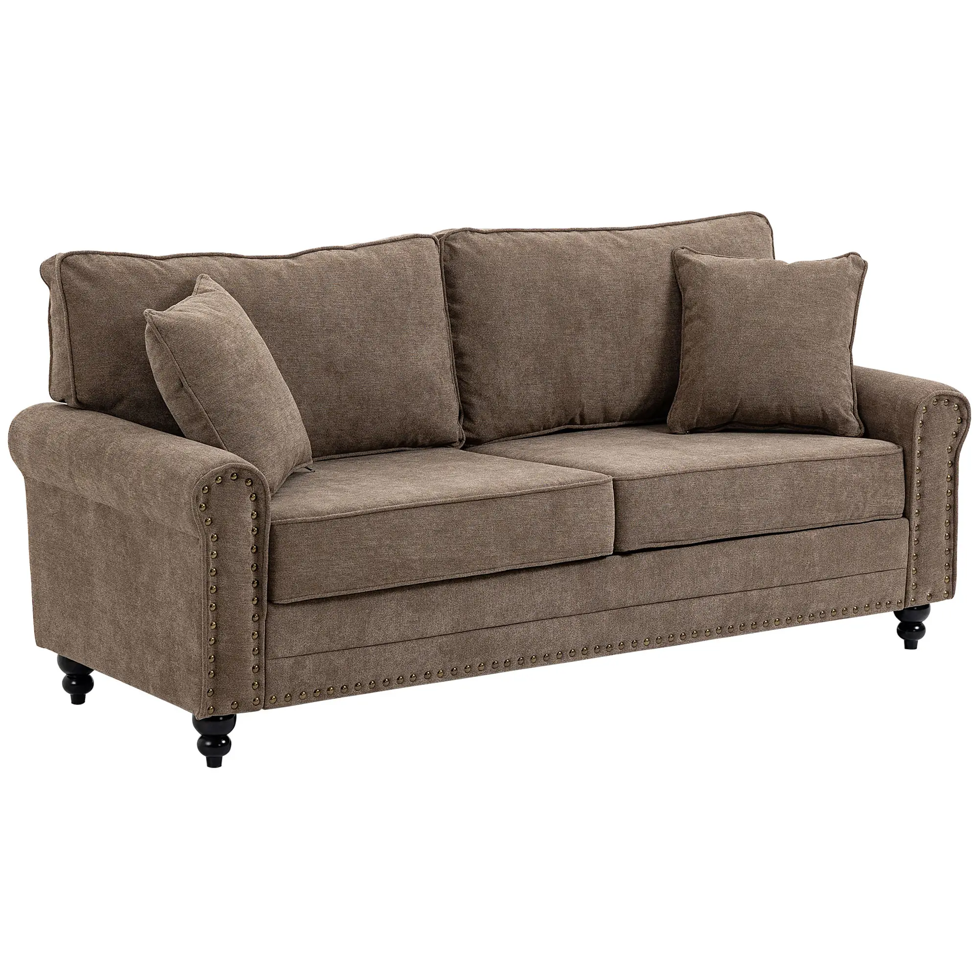 3 Seater Sofa 196 x 80.5 x 89cm - Brown - 11