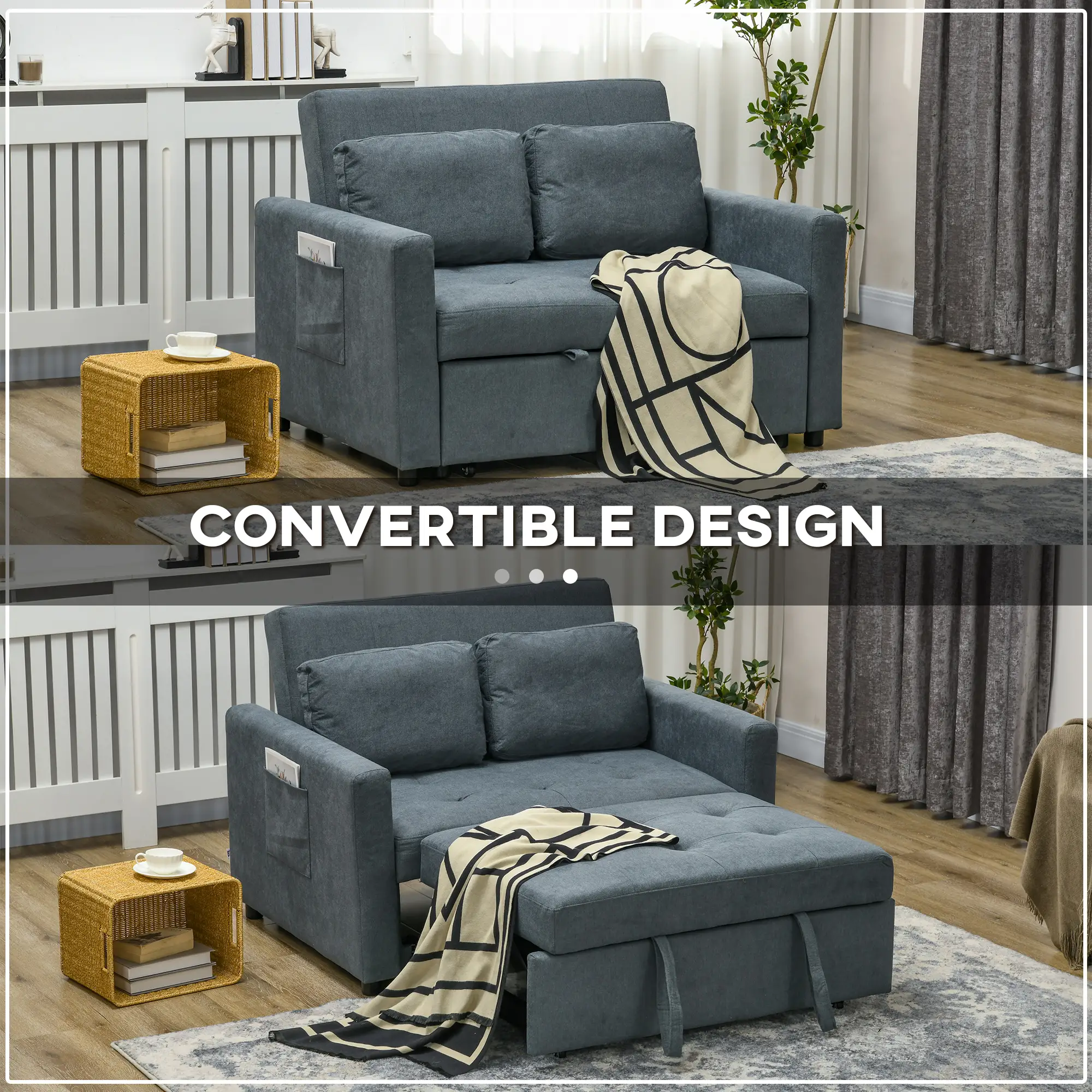 Sofa Bed 120 x 84 x 86cm - Charcoal Grey - 4