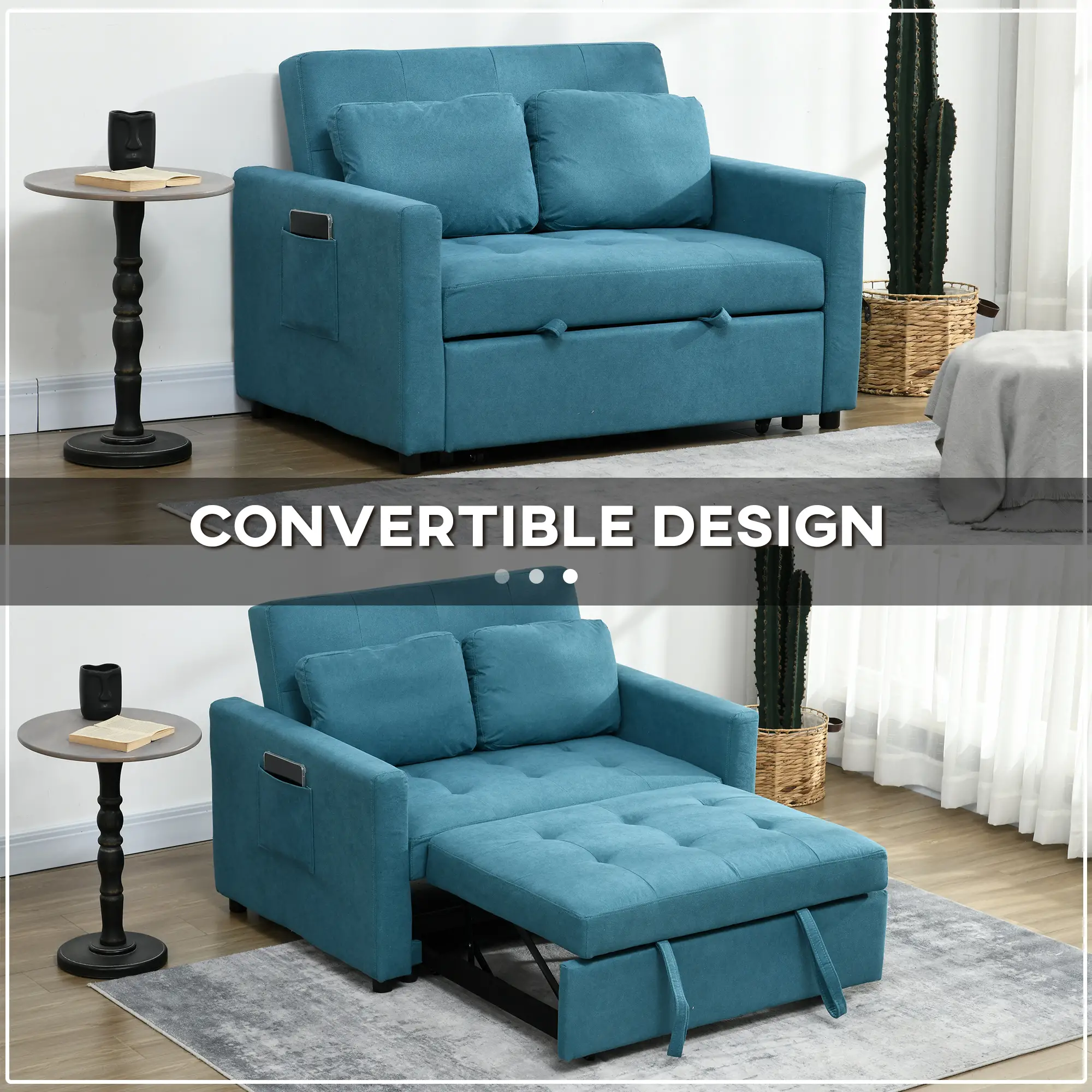 Sofa Bed 120 x 84 x 86cm - Blue - 4