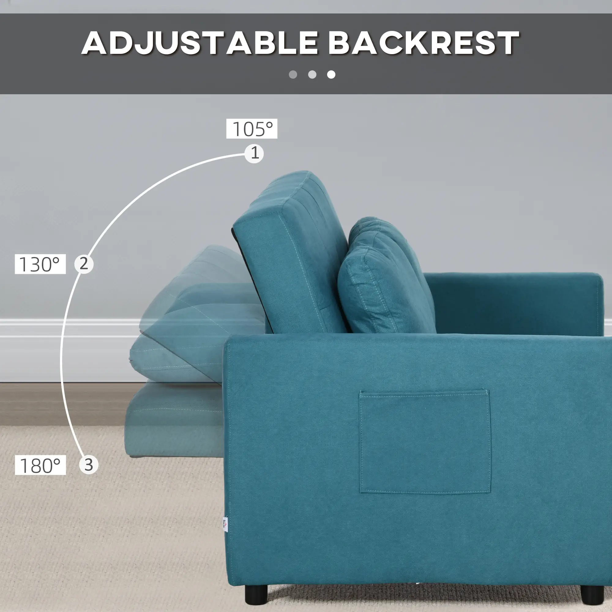 Sofa Bed 120 x 84 x 86cm - Blue - 5