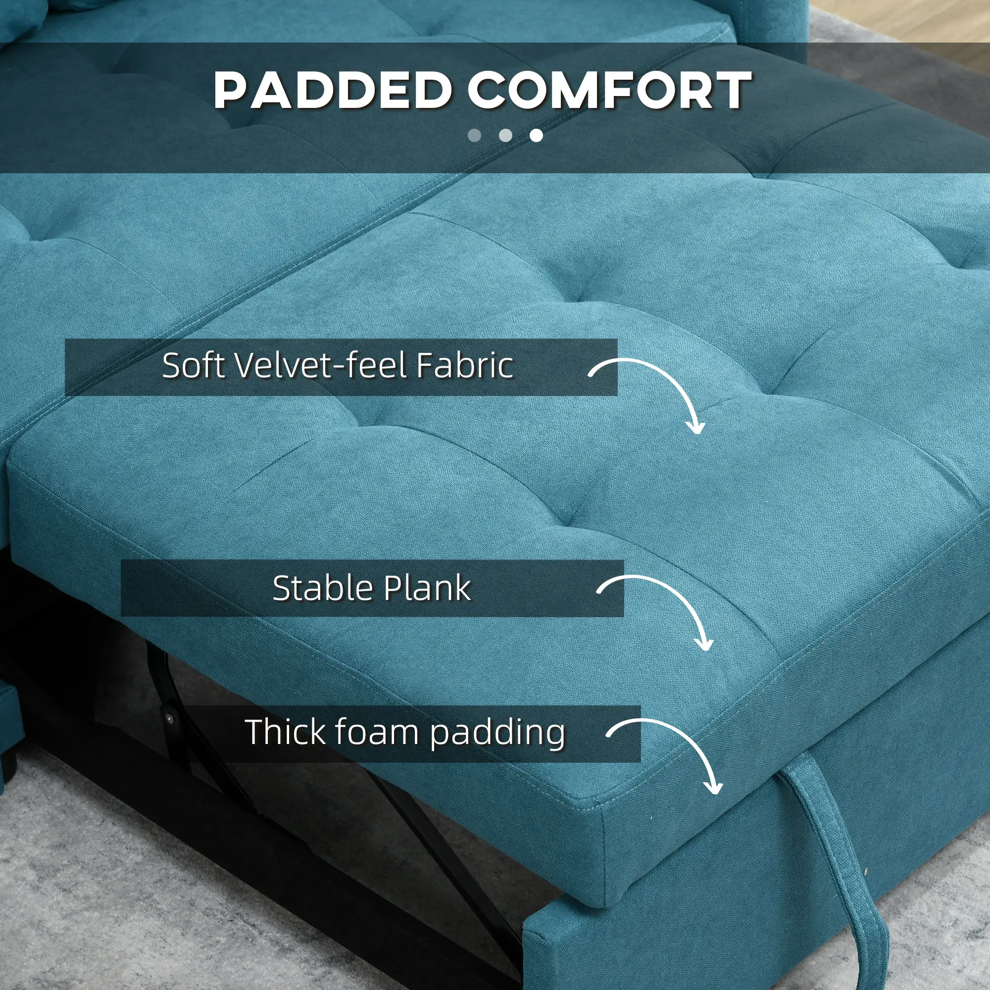 Sofa Bed 120 x 84 x 86cm - Blue - 6
