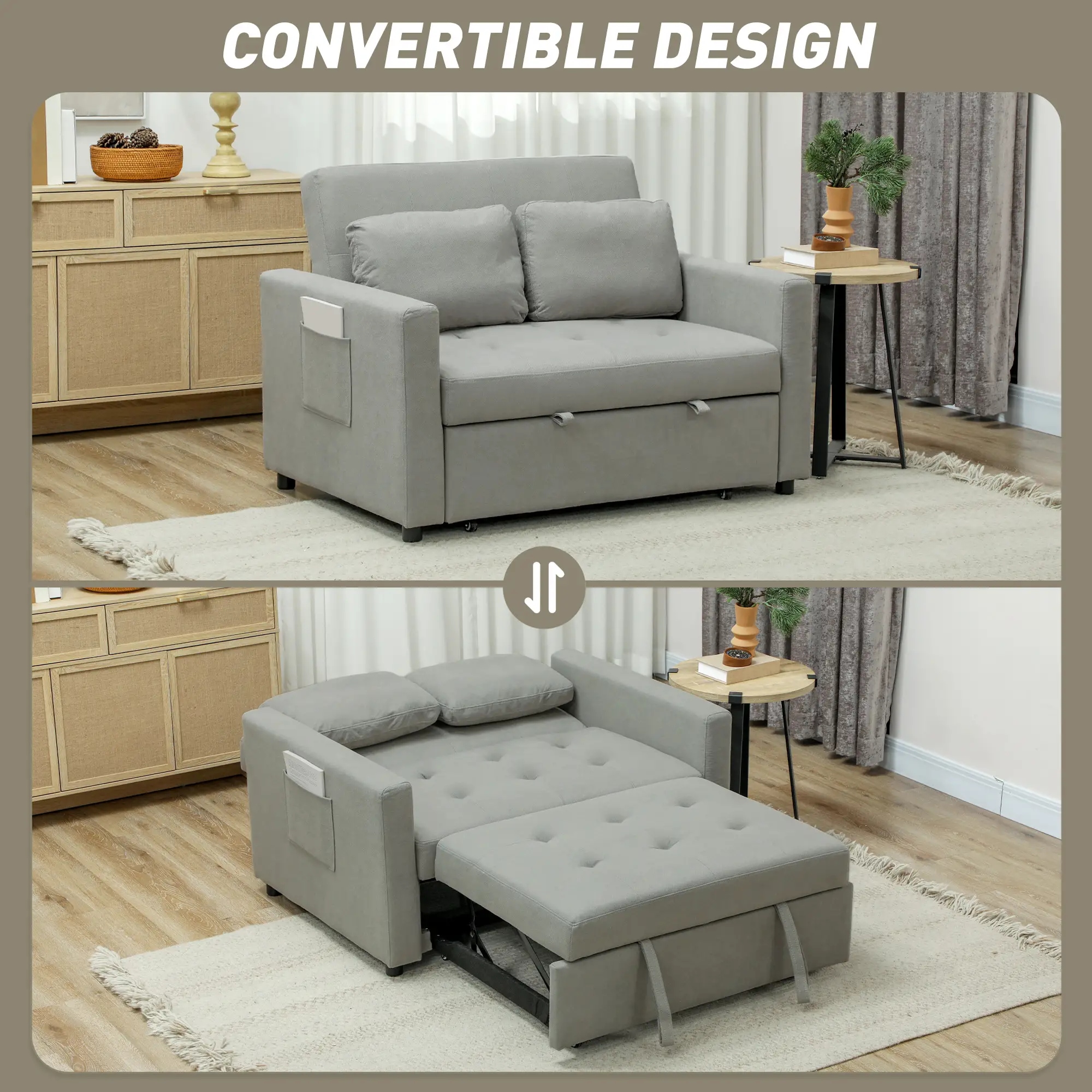 Sofa Bed 120 x 84 x 86cm - Light Grey - 4