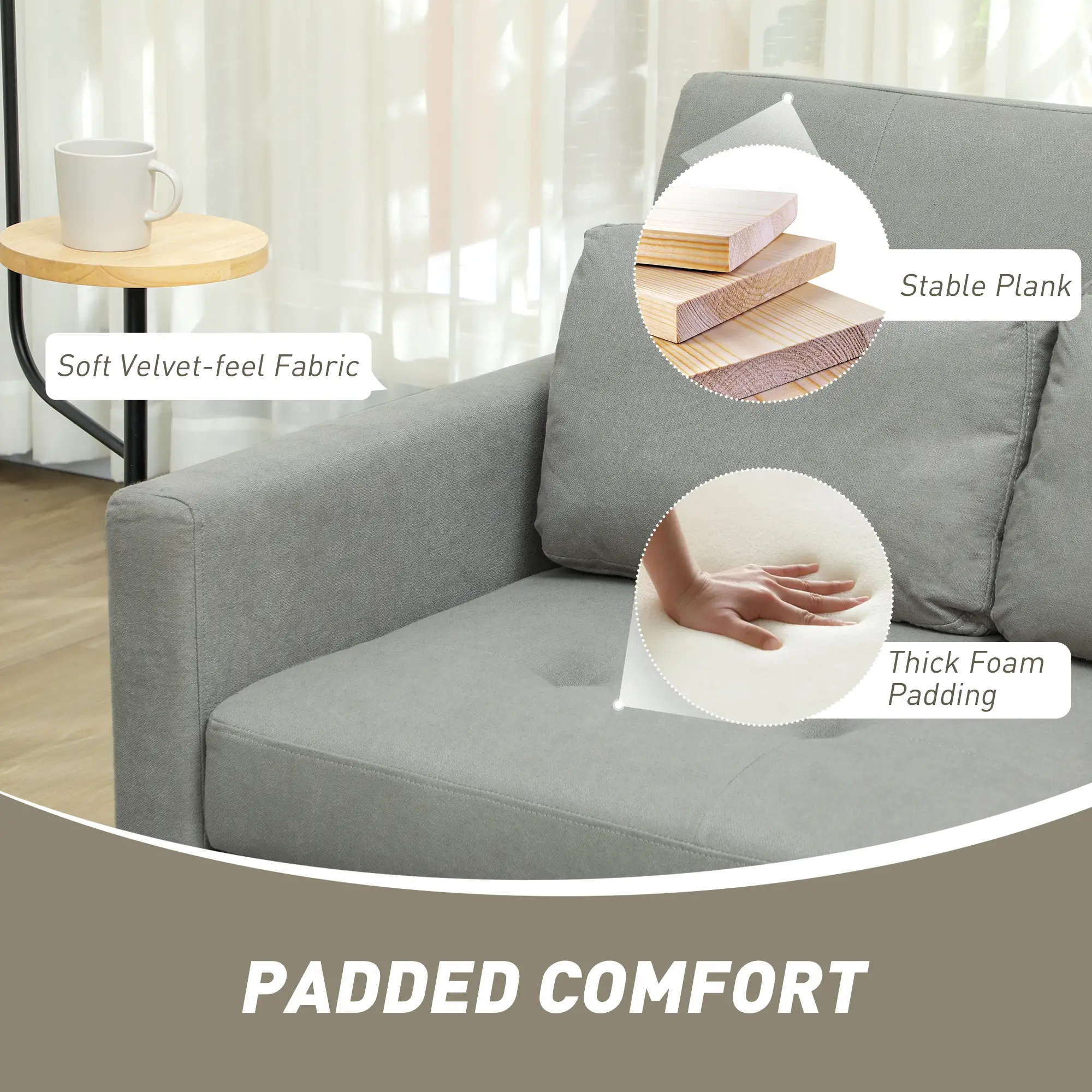 Sofa Bed 120 x 84 x 86cm - Light Grey - 6