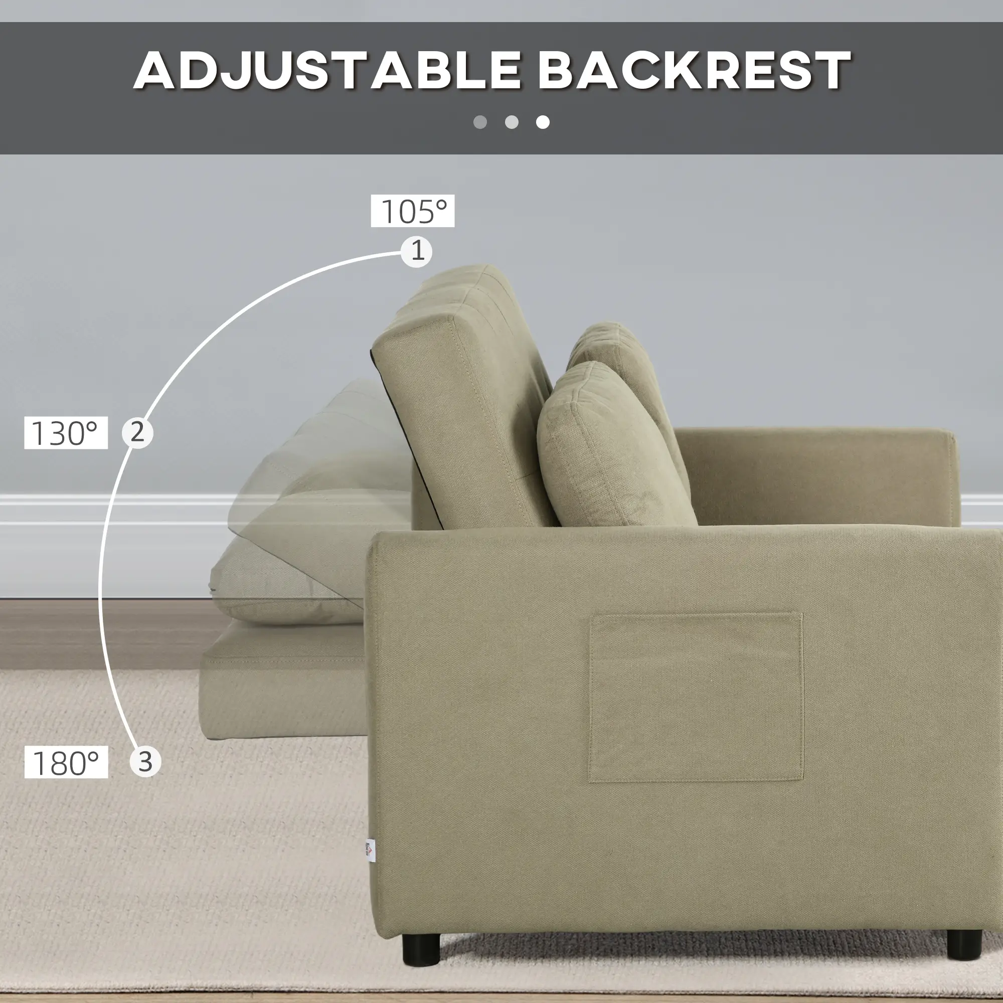 Sofa Bed 120 x 84 x 86cm - Light Brown - 5