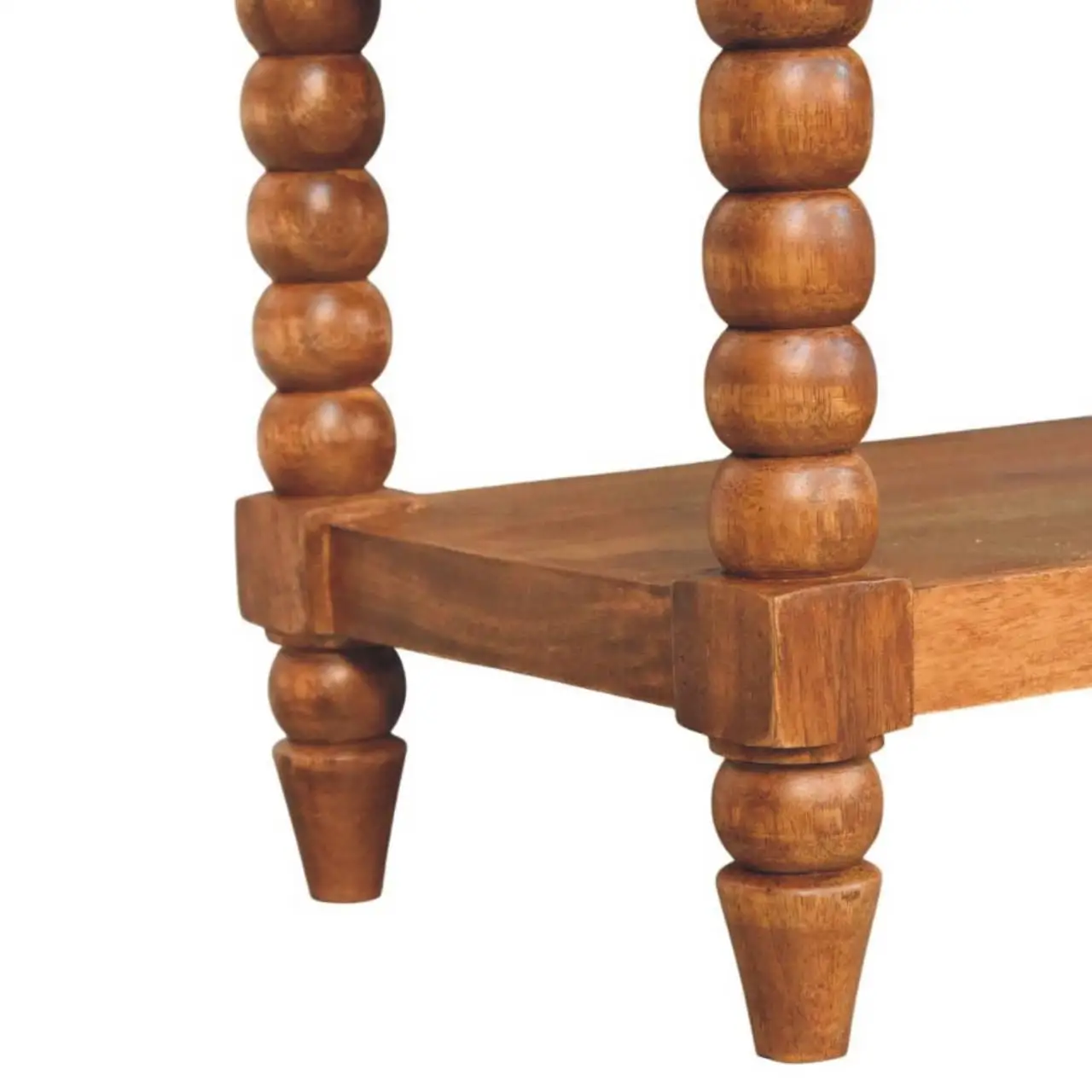 Mango Wood Spindle Storage Bench 35 x 90 x 55cm, Brown - Brown - 8