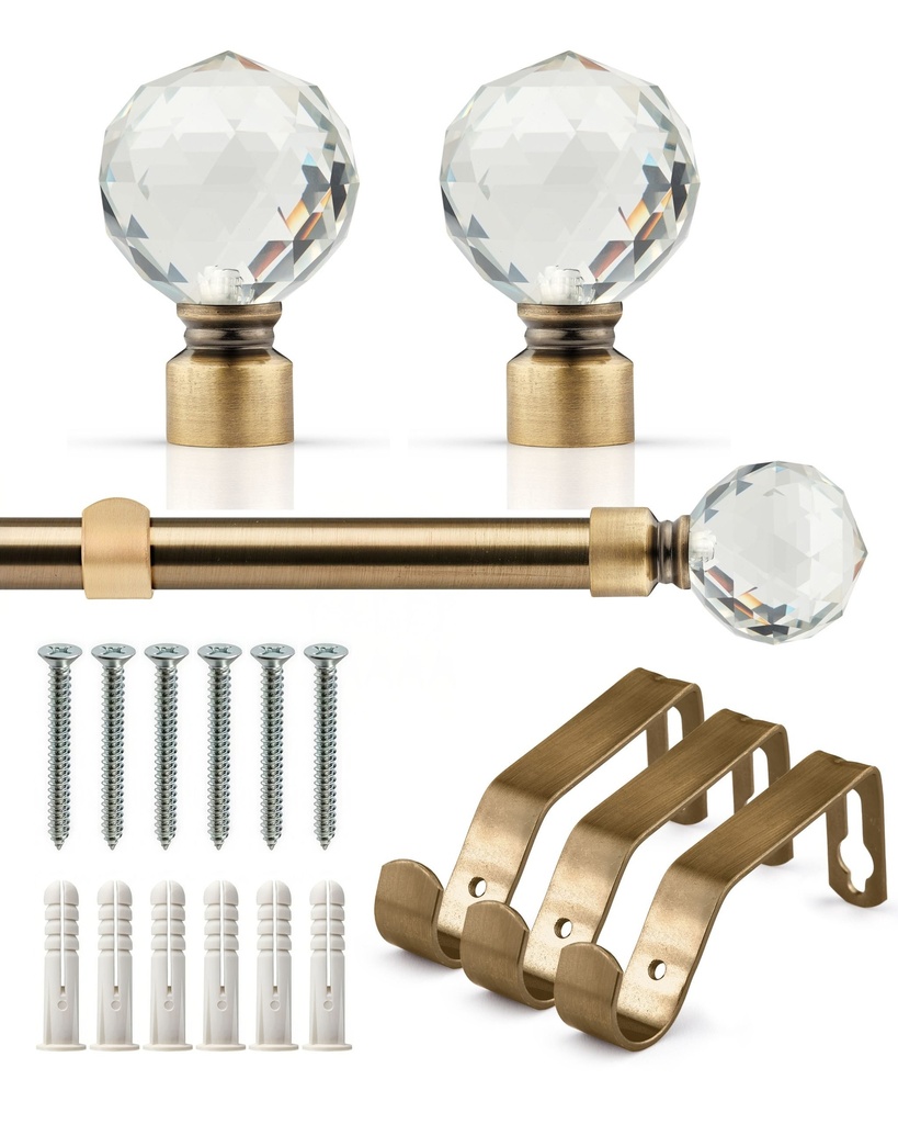 Cristalla - Extendable Curtain Pole in Antique Brass - Image 3