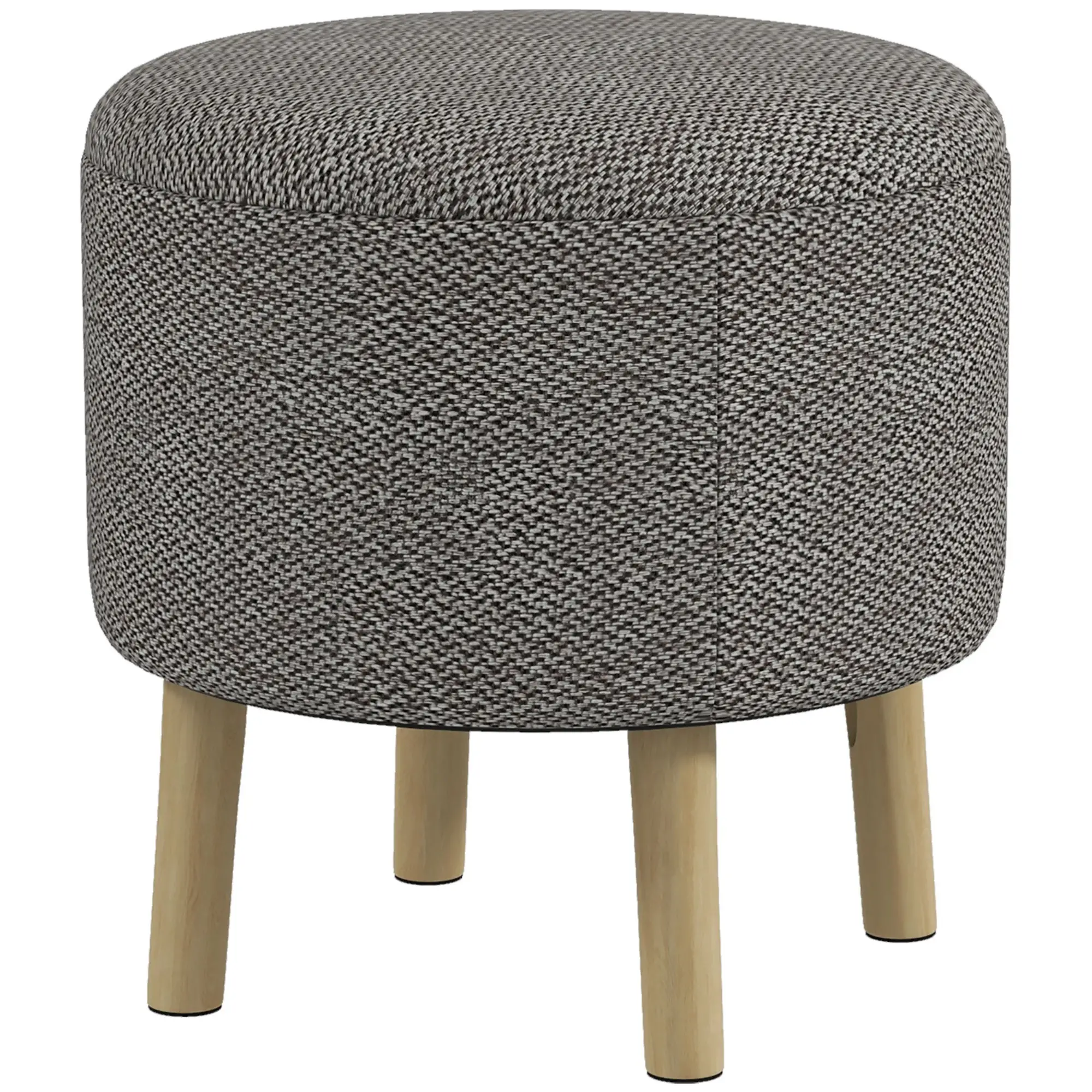 Round Linen Storage Ottoman 39 x 39 x 40cm, Light Grey - Light Grey - 11