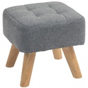 Square Linen Footstool 27 x 27 x 26cm - Grey - 1