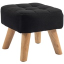 Square Linen Footstool 27 x 27 x 26cm - Black - 1