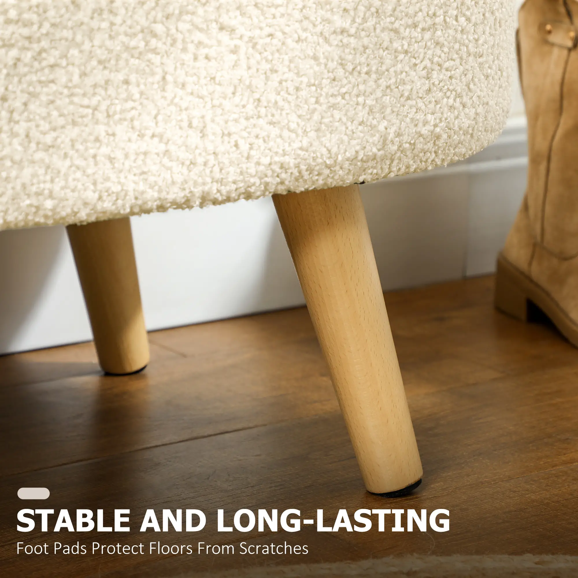 Storage Ottoman 82 x 41 x 45cm - Cream White - 6