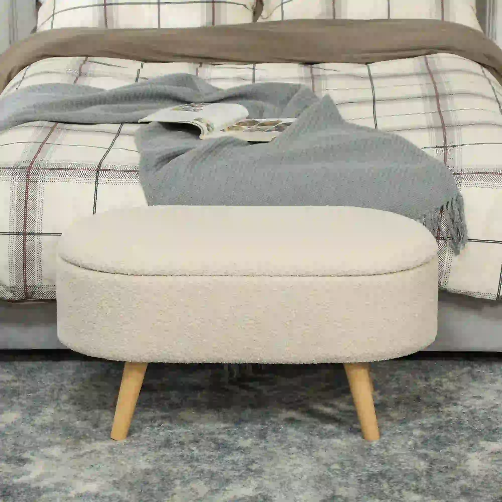 Storage Ottoman 82 x 41 x 45cm - Cream White - 8
