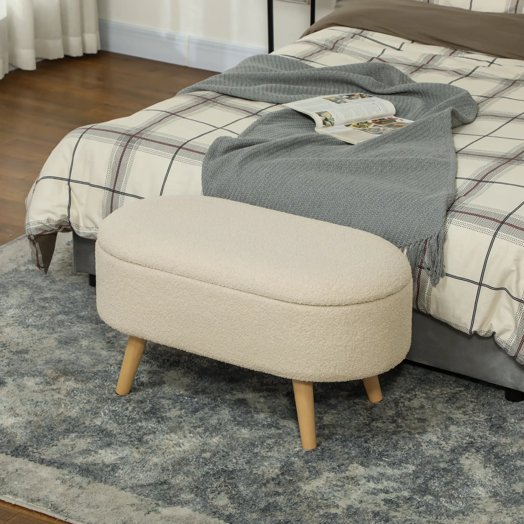 Storage Ottoman 82 x 41 x 45cm - Cream White - 10