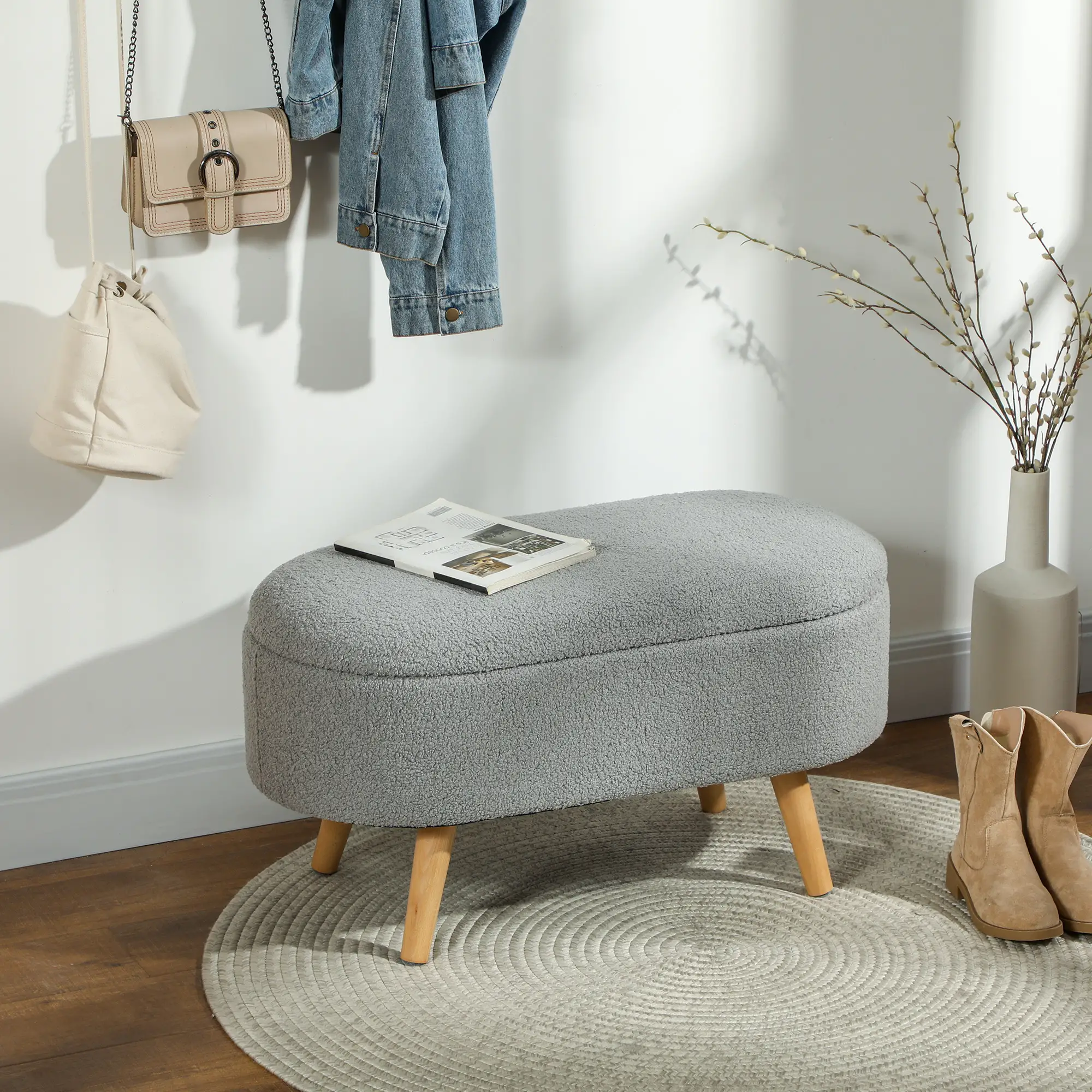 Storage Ottoman 82 x 41 x 45cm - Charcoal Grey - 2
