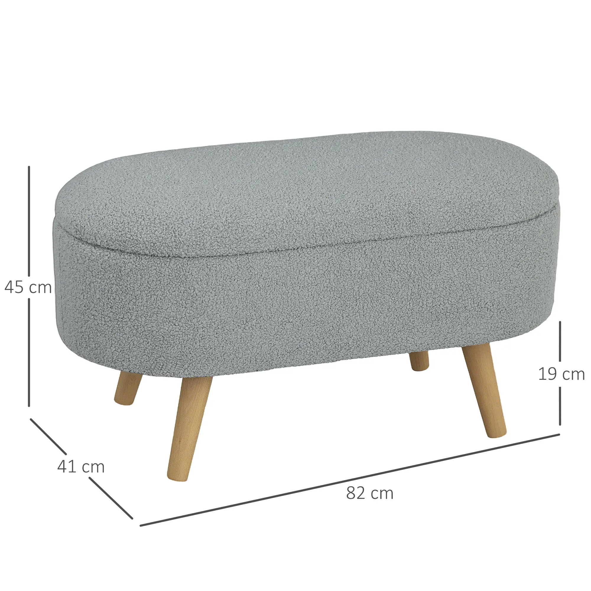 Storage Ottoman 82 x 41 x 45cm - Charcoal Grey - 3