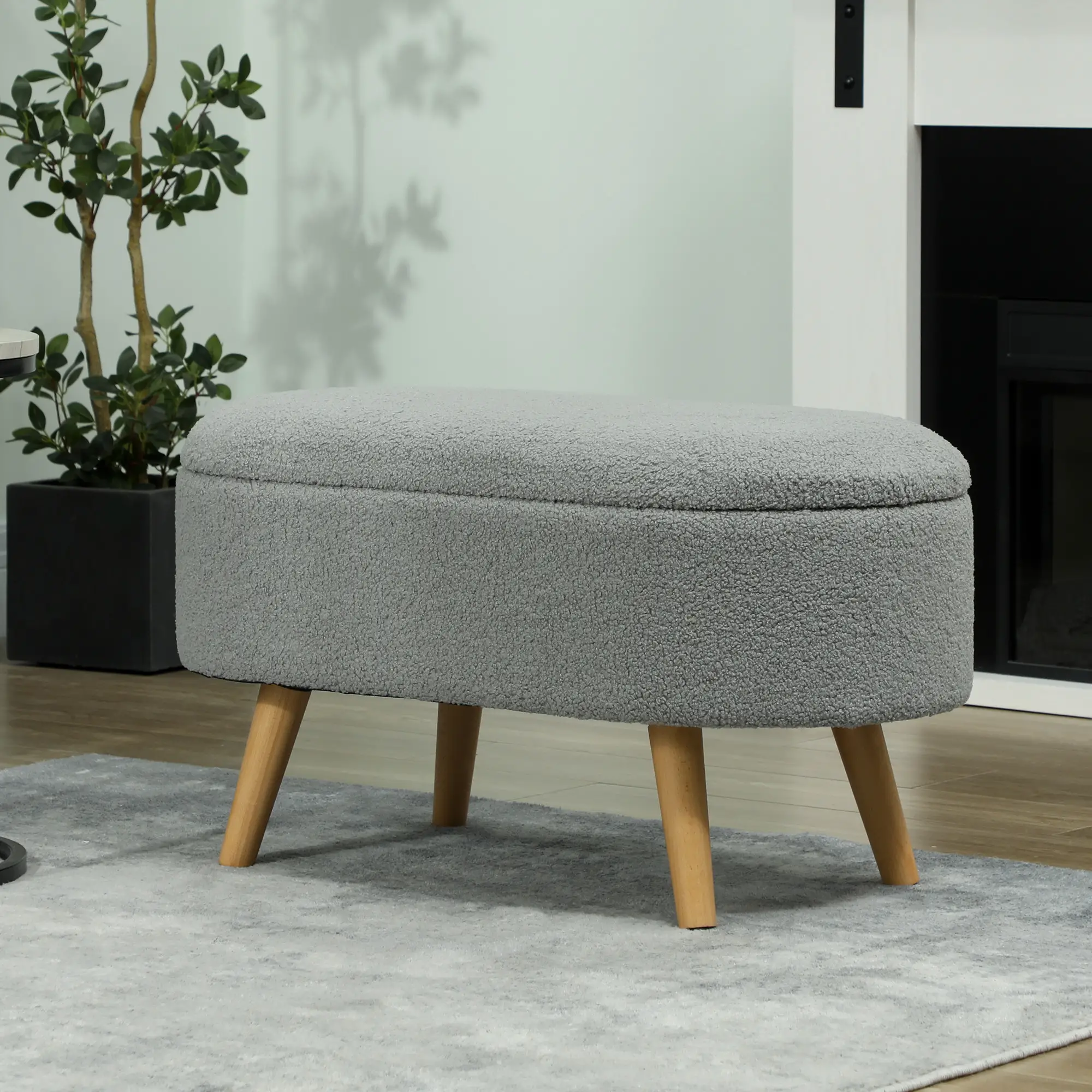 Storage Ottoman 82 x 41 x 45cm - Charcoal Grey - 10
