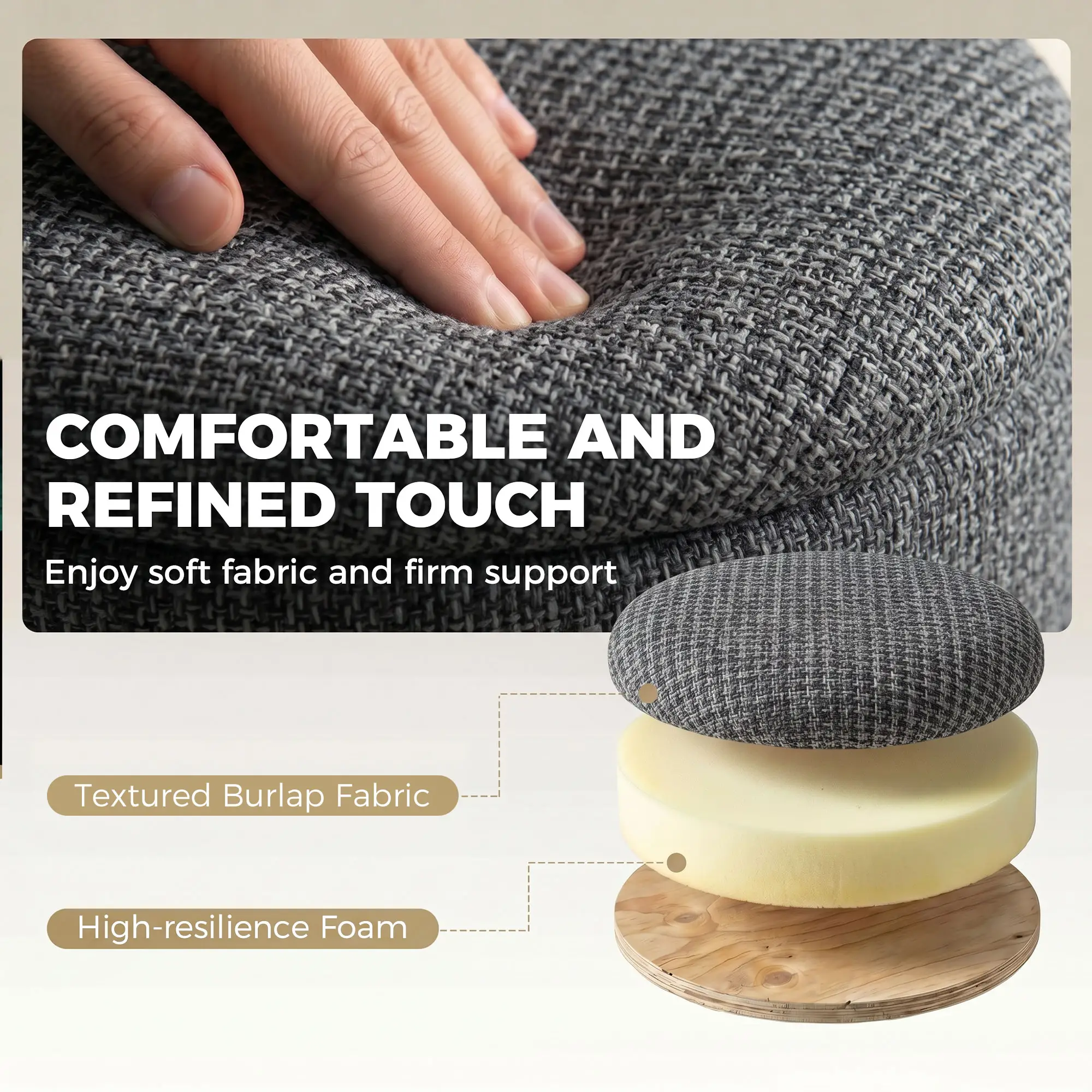 Round Storage Ottoman 38.5 x 33.5cm - Dark Grey - 6