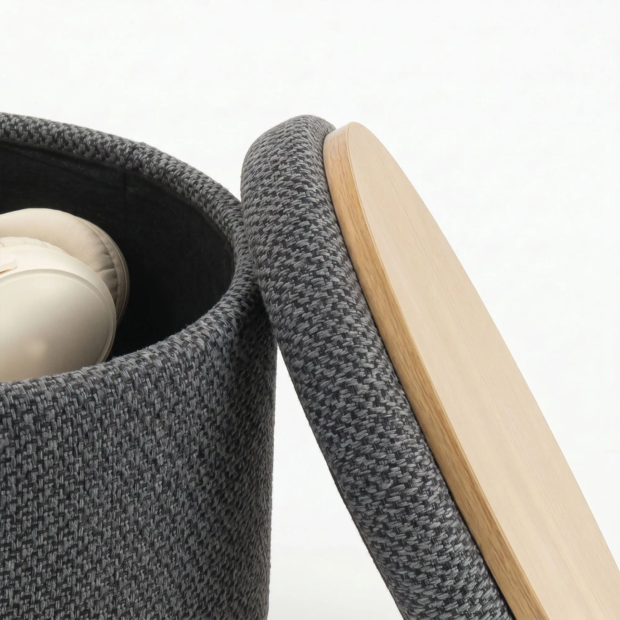 Round Storage Ottoman 38.5 x 33.5cm - Dark Grey - 10
