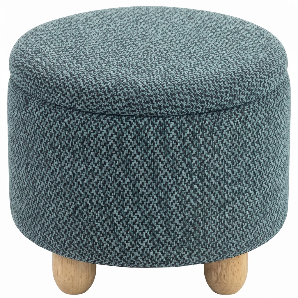Round Storage Ottoman 38.5 x 33.5cm - Dark Blue - 1