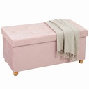 Velvet Storage Ottoman Bench 76 x 38 x 38cm - Pink - 1