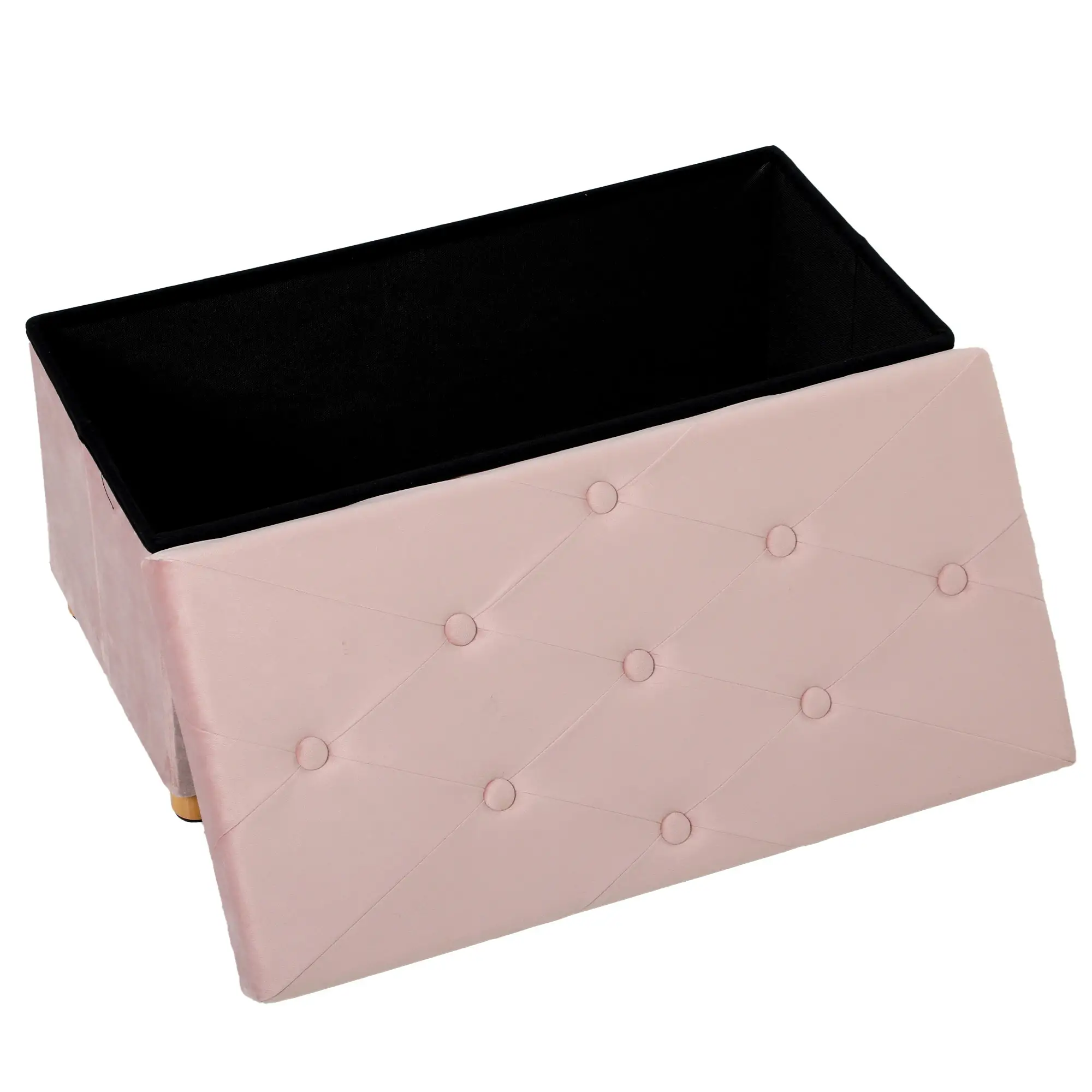 Velvet Storage Ottoman Bench 76 x 38 x 38cm - Pink - 13