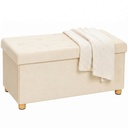 Velvet Storage Ottoman Bench 76 x 38 x 38cm - Cream White - 1