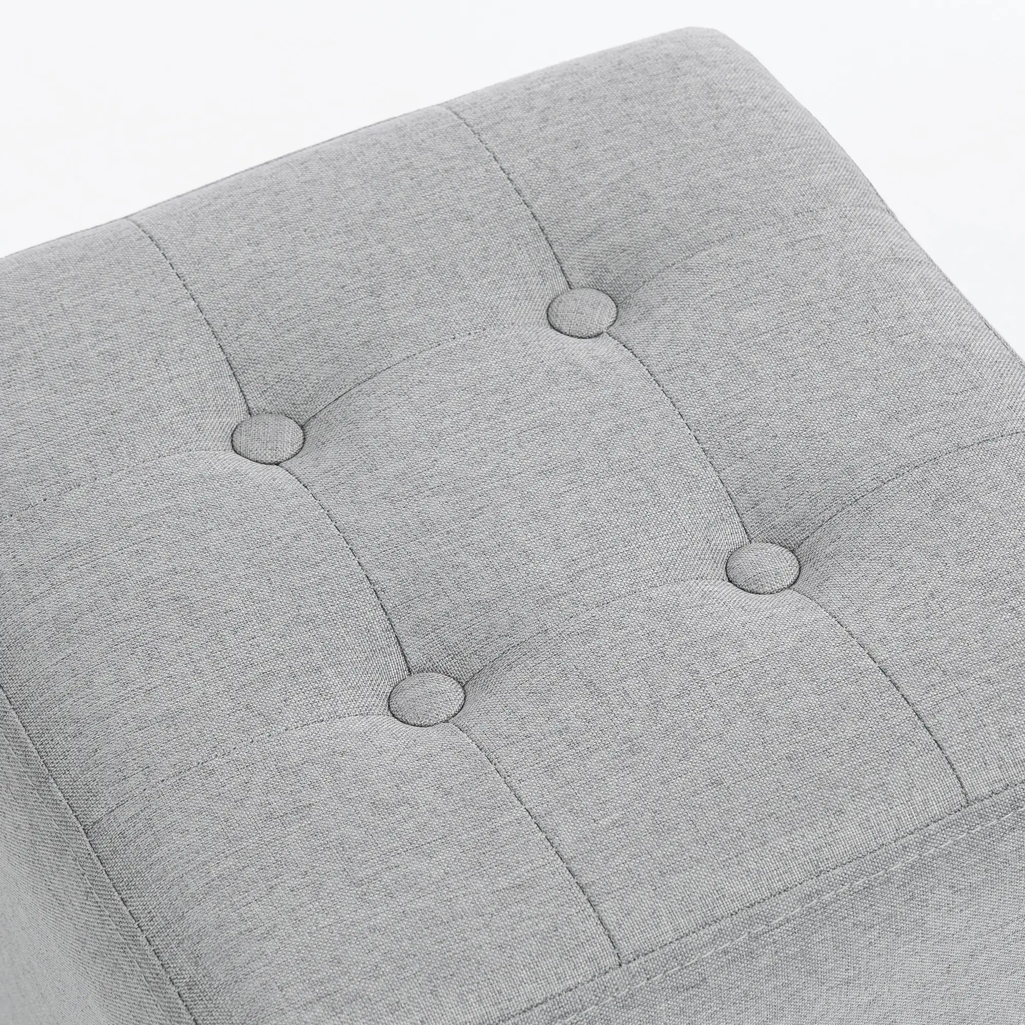 Square Linen Footstool 35 x 35 x 35cm - Light Grey - 11